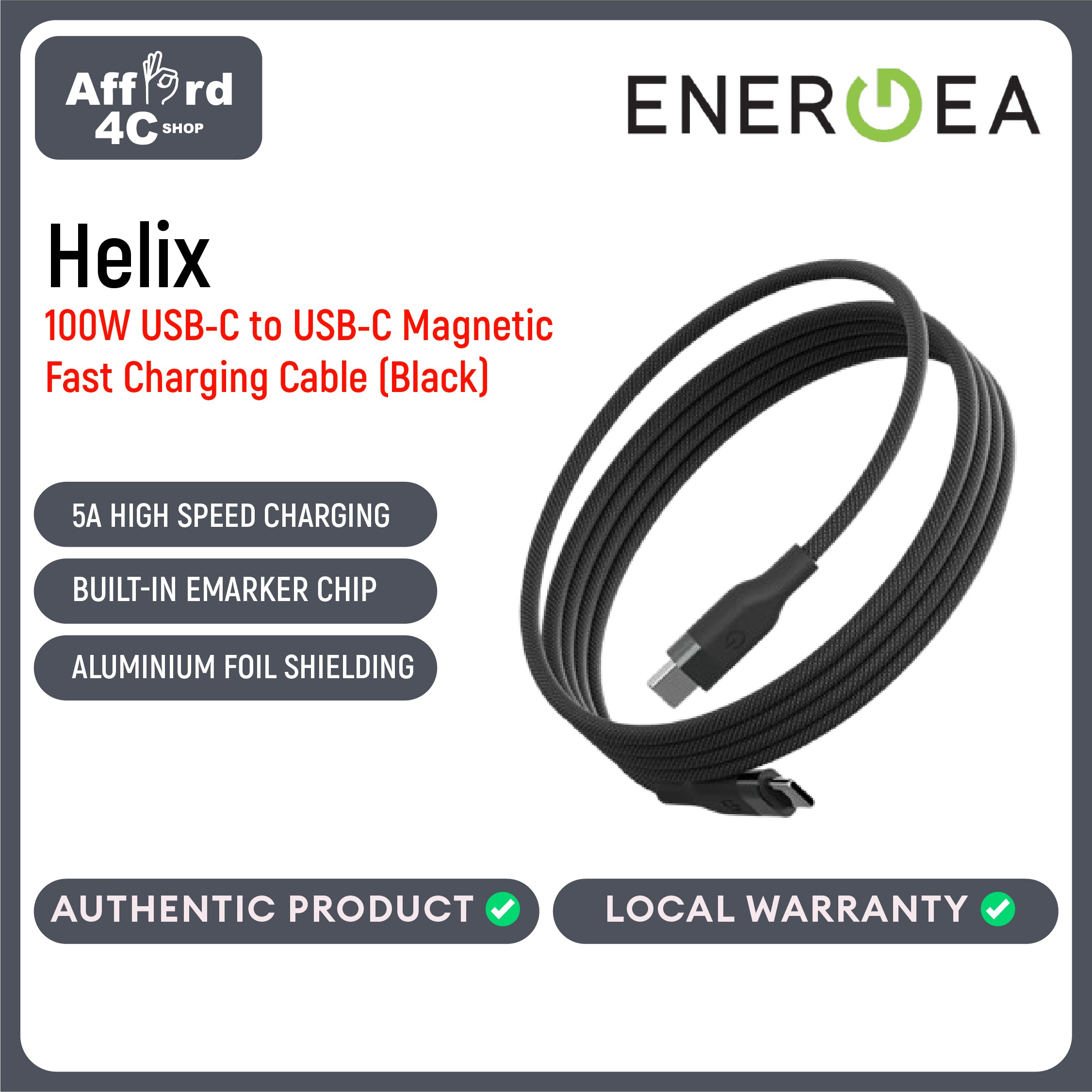 Energea Helix C-C Magnetic Cable 100W 1.5 M