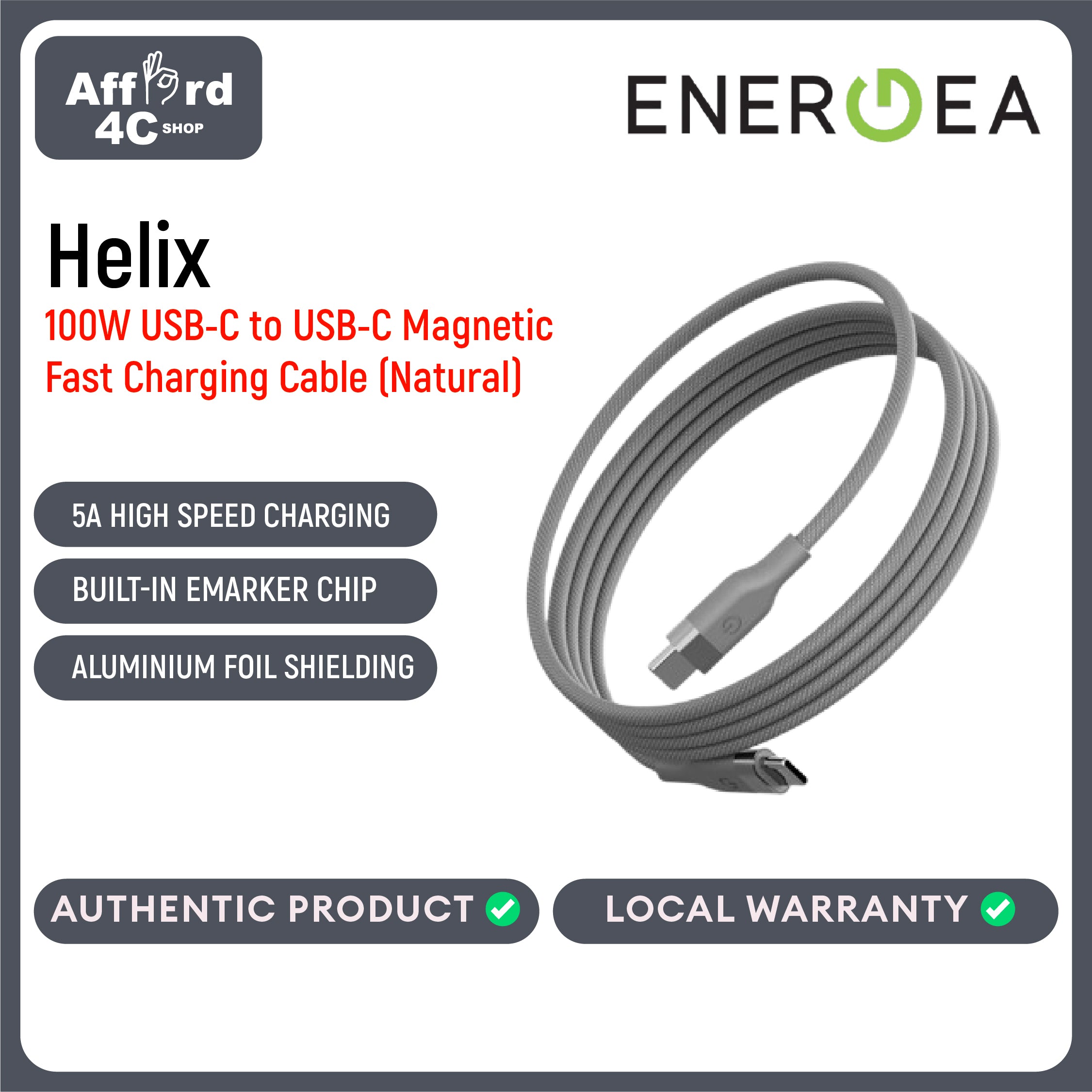 Energea Helix C-C Magnetic Cable 100W 1.5 M