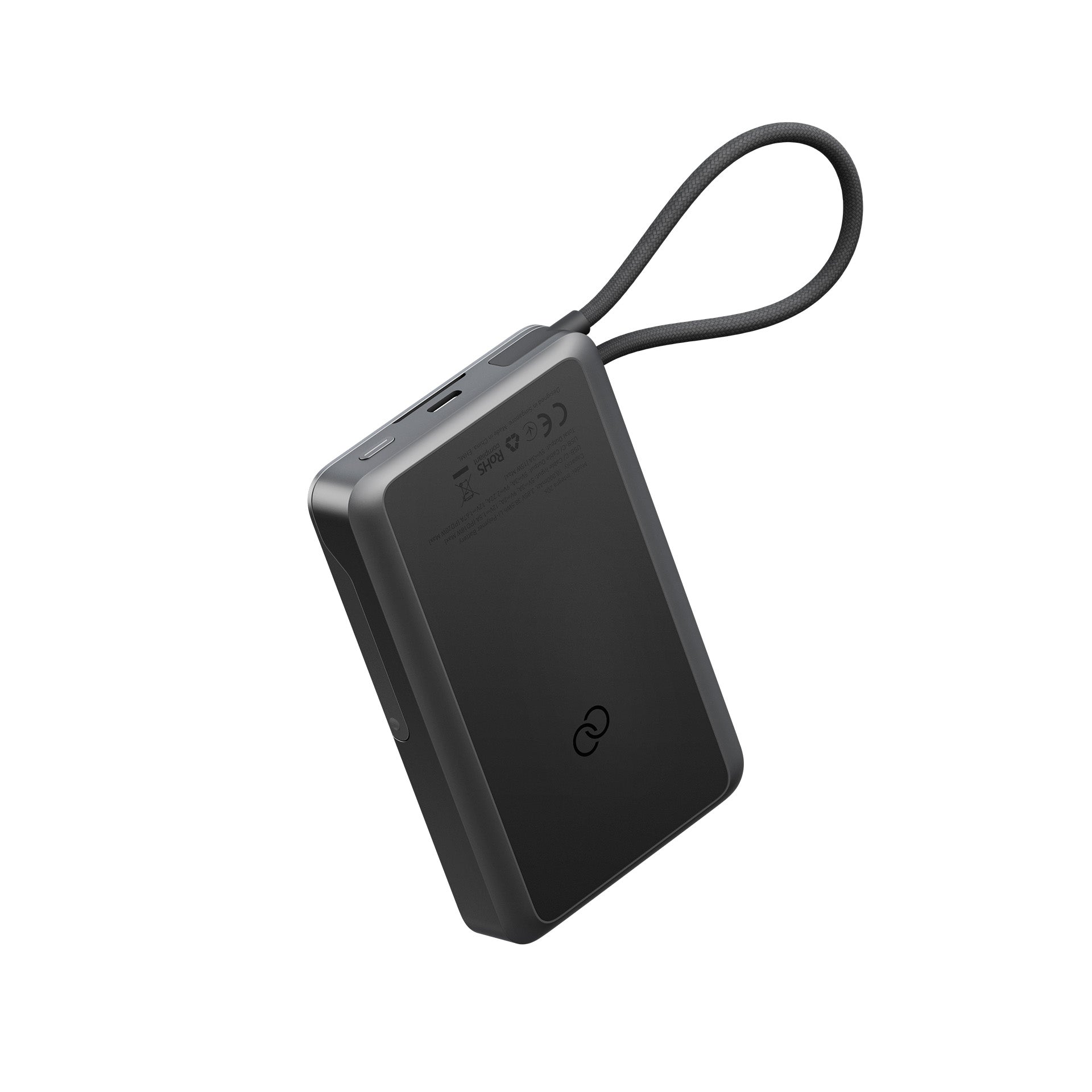 Energea Integra 20S, 10000Mah Semi Solid State Power Bank With Built-In Cable And Stand Pd20W - Gun/Blk