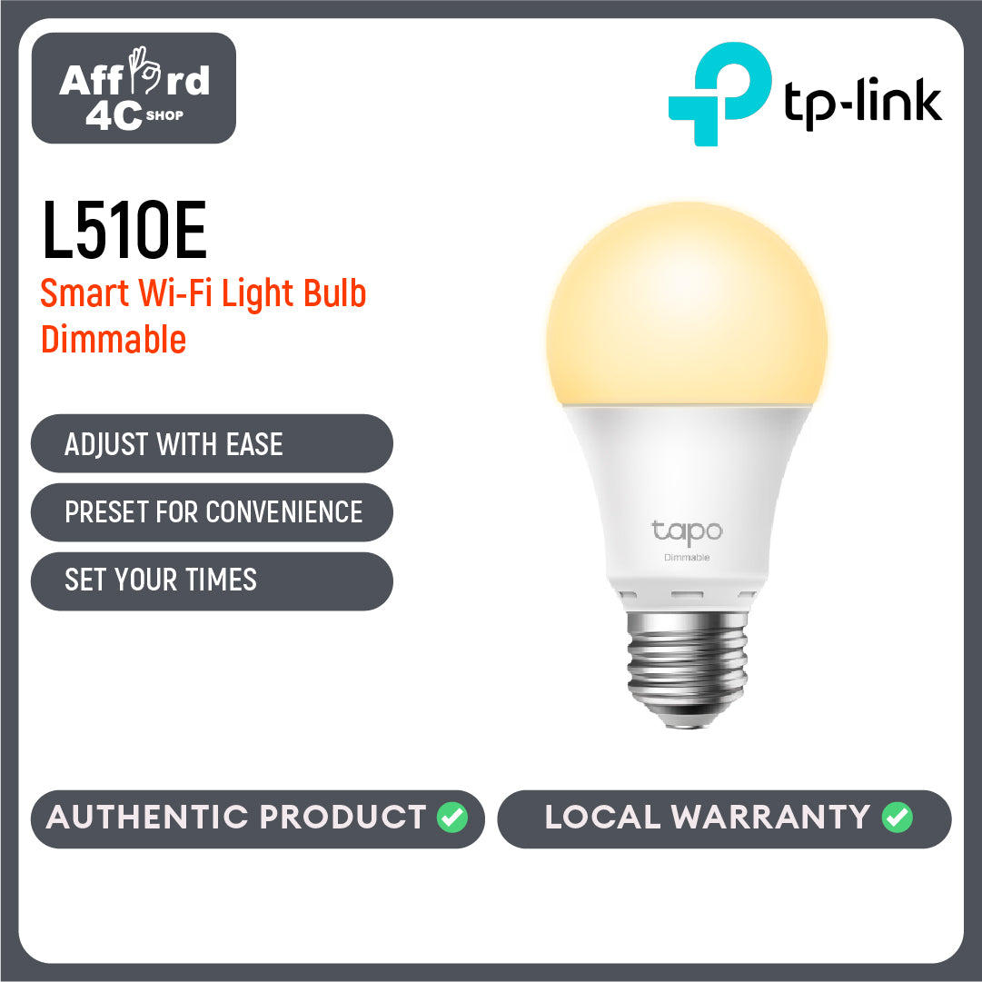Tapo L510E Smart Wi-Fi Light Bulb, Dimmable