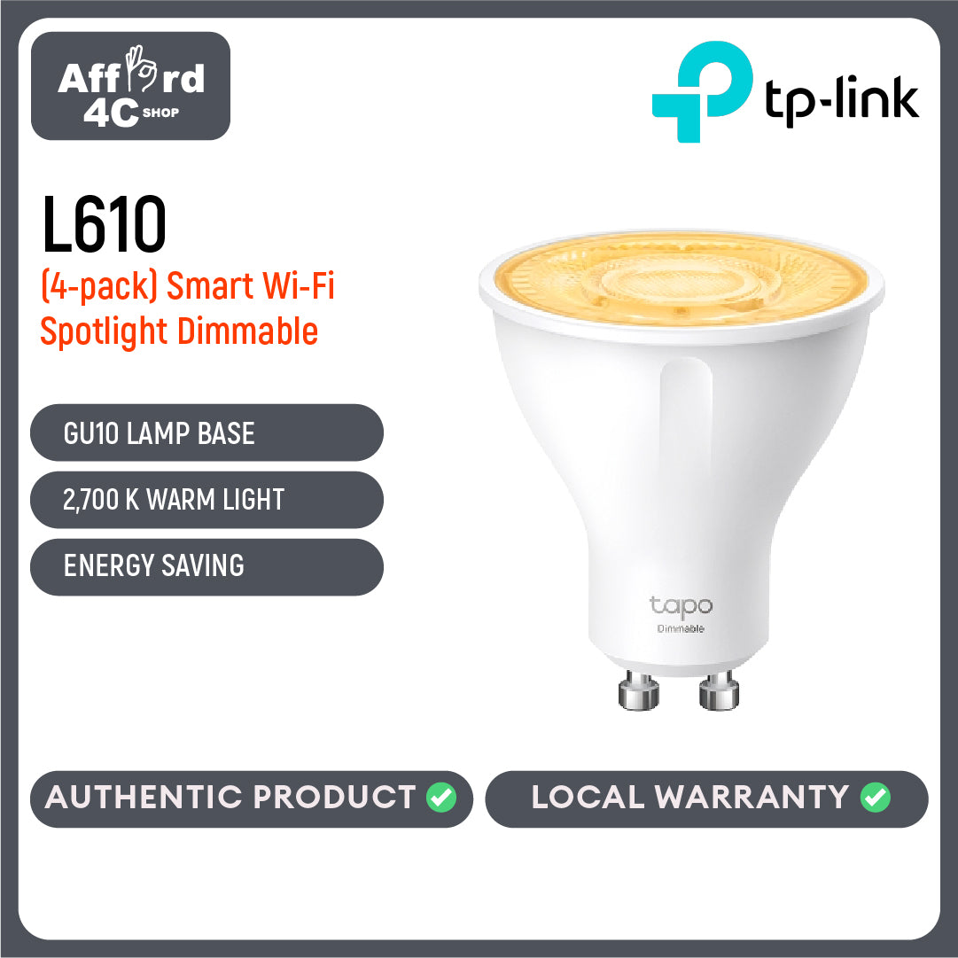 Tapo L610(4-Pack) Smart Wi-Fi Spotlight, Dimmable