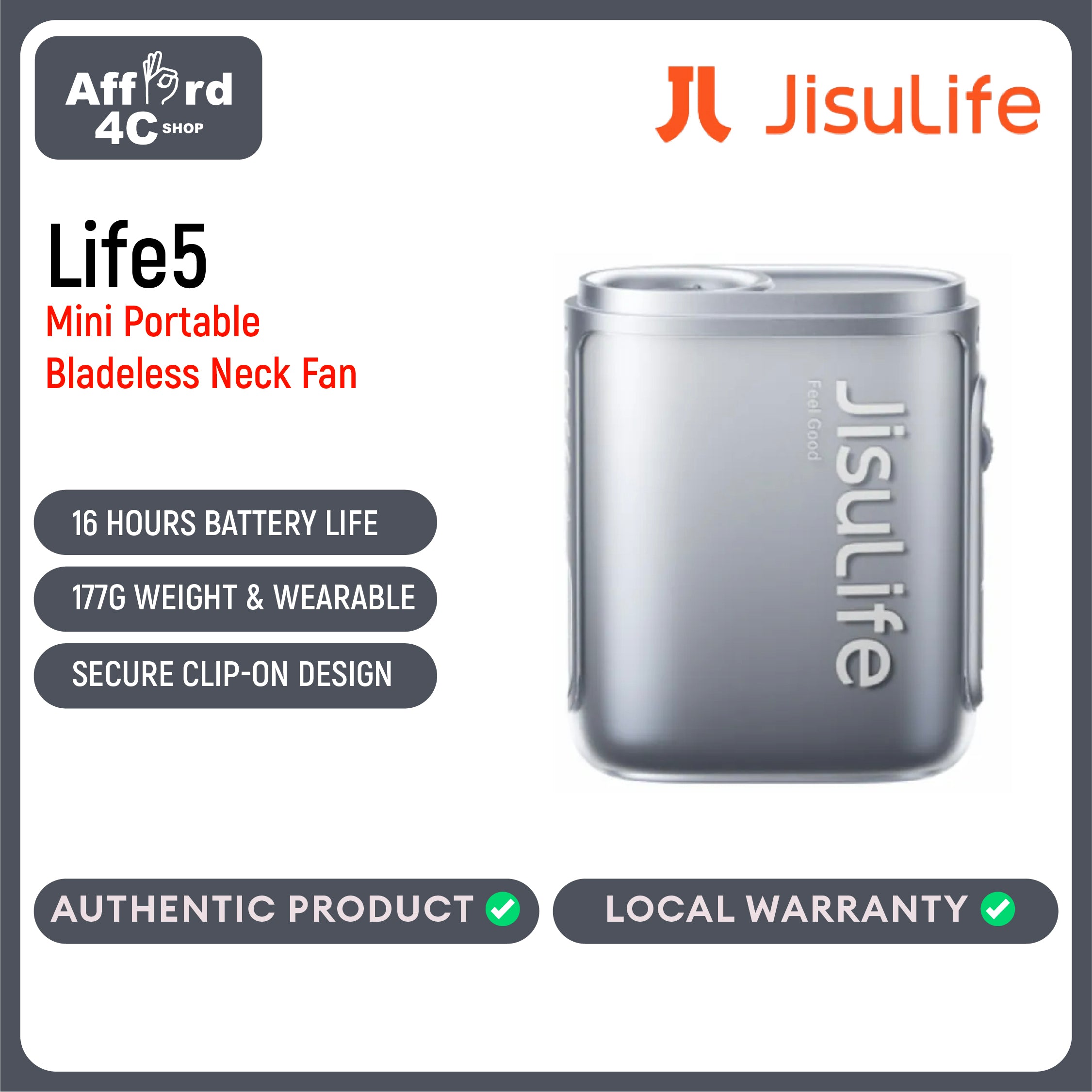 Jisulife Handheld Fan Life10 4500mAh Portable 5 Speeds Strong Wind Rechargeable Electric Turbo Fans with LED Digital Display Safety Lock Suitable for Student Office Commuter