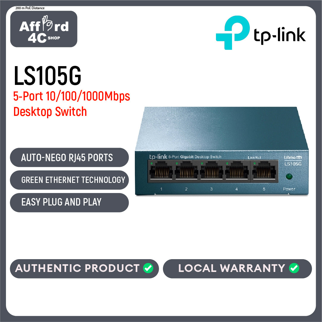 TP-Link LS105G 5-Port 10/100/1000Mbps Desktop Switch