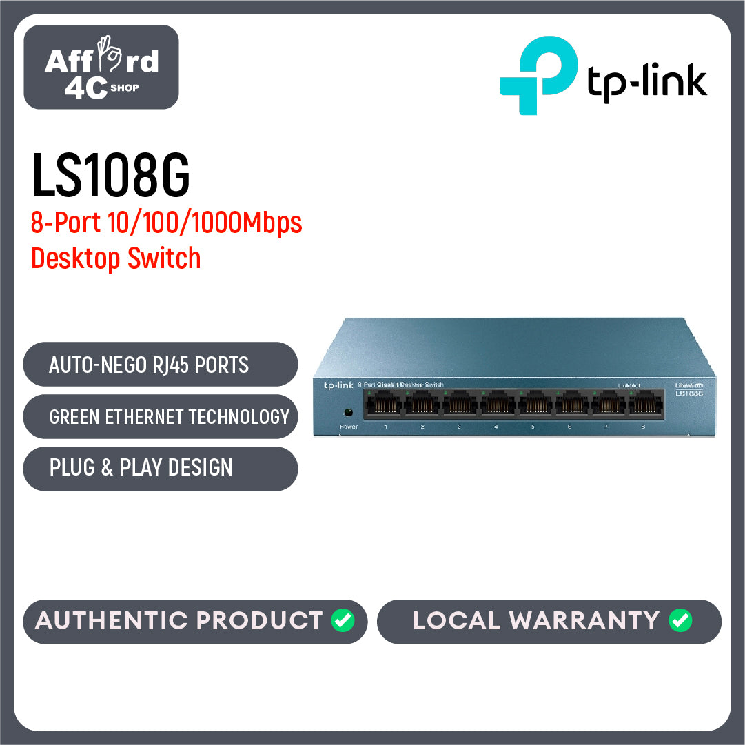 TP-Link LS108G 8-Port Desktop/Wallmount Gigabit Ethernet Switch