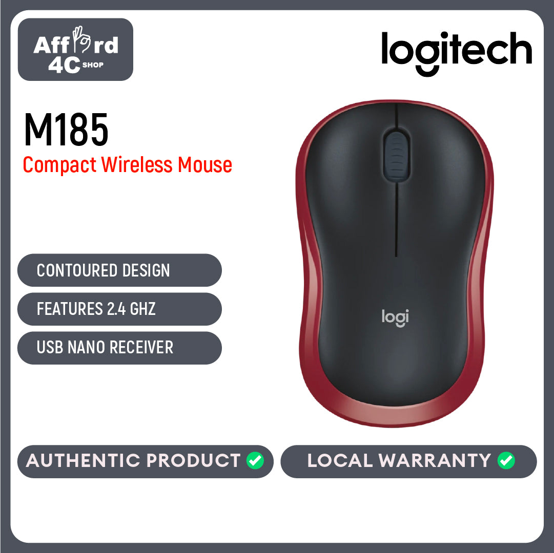 Logitech M185 Wireless Red Black