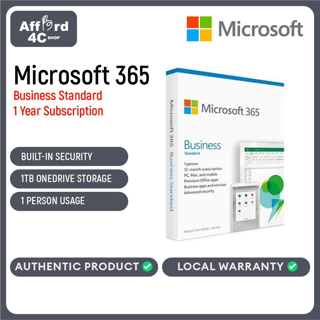 Microsoft 365 Bus Standard Retail English APAC EM Subscr 1YR Mdls P6