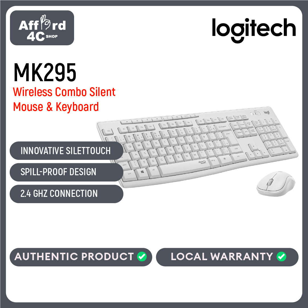 Logitech MK295 Wireless Combo Silent Mouse and Keyboard