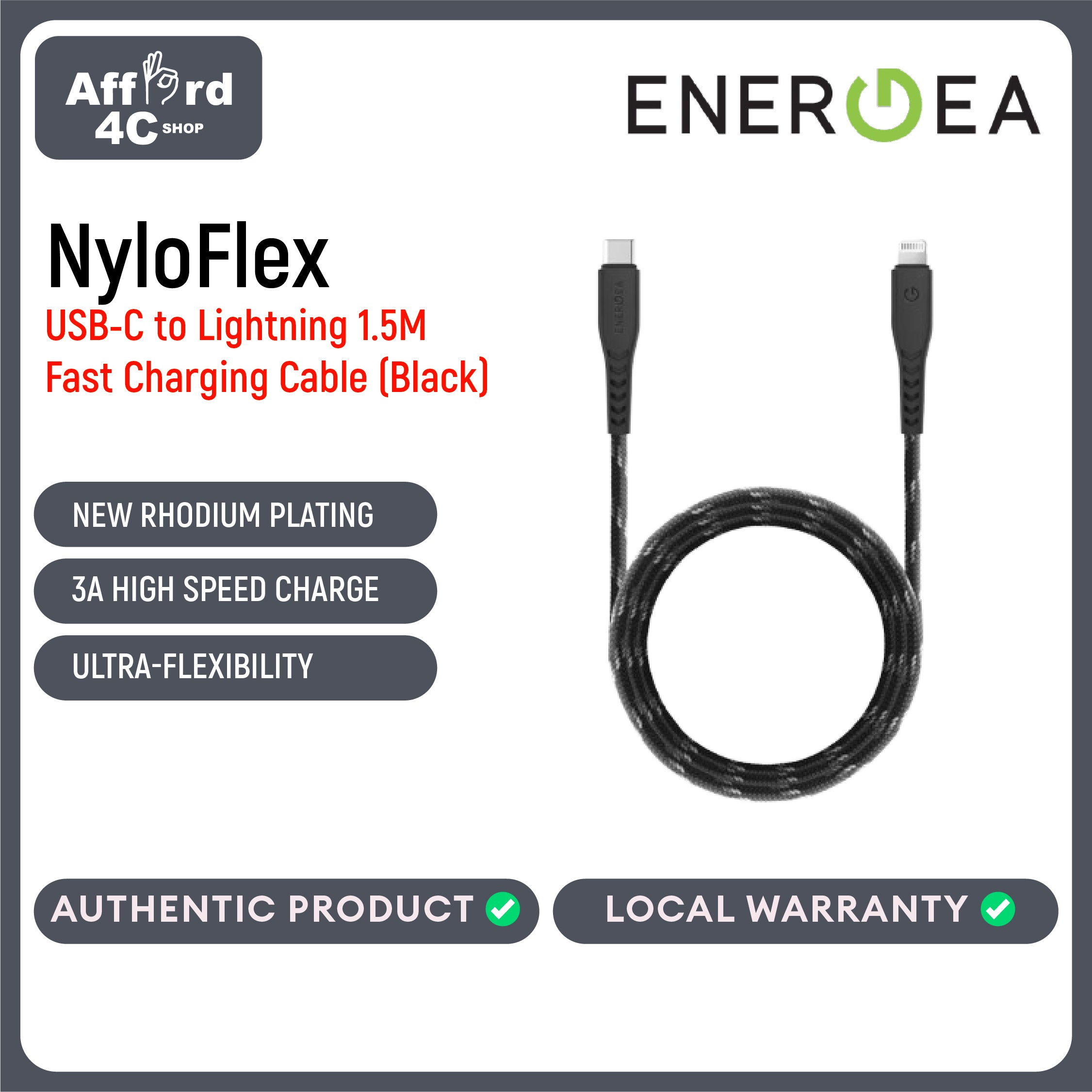 Energea NyloFlex USB-C to Lightning