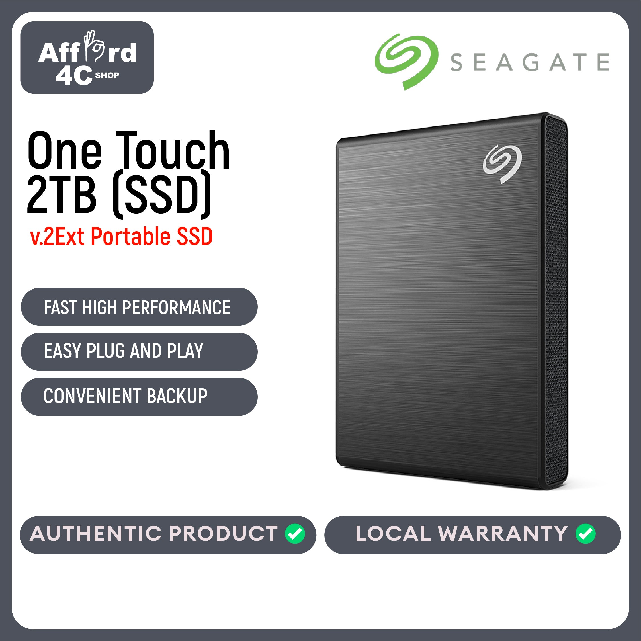 Seagate One Touch SSD v.2Ext 2TB Black