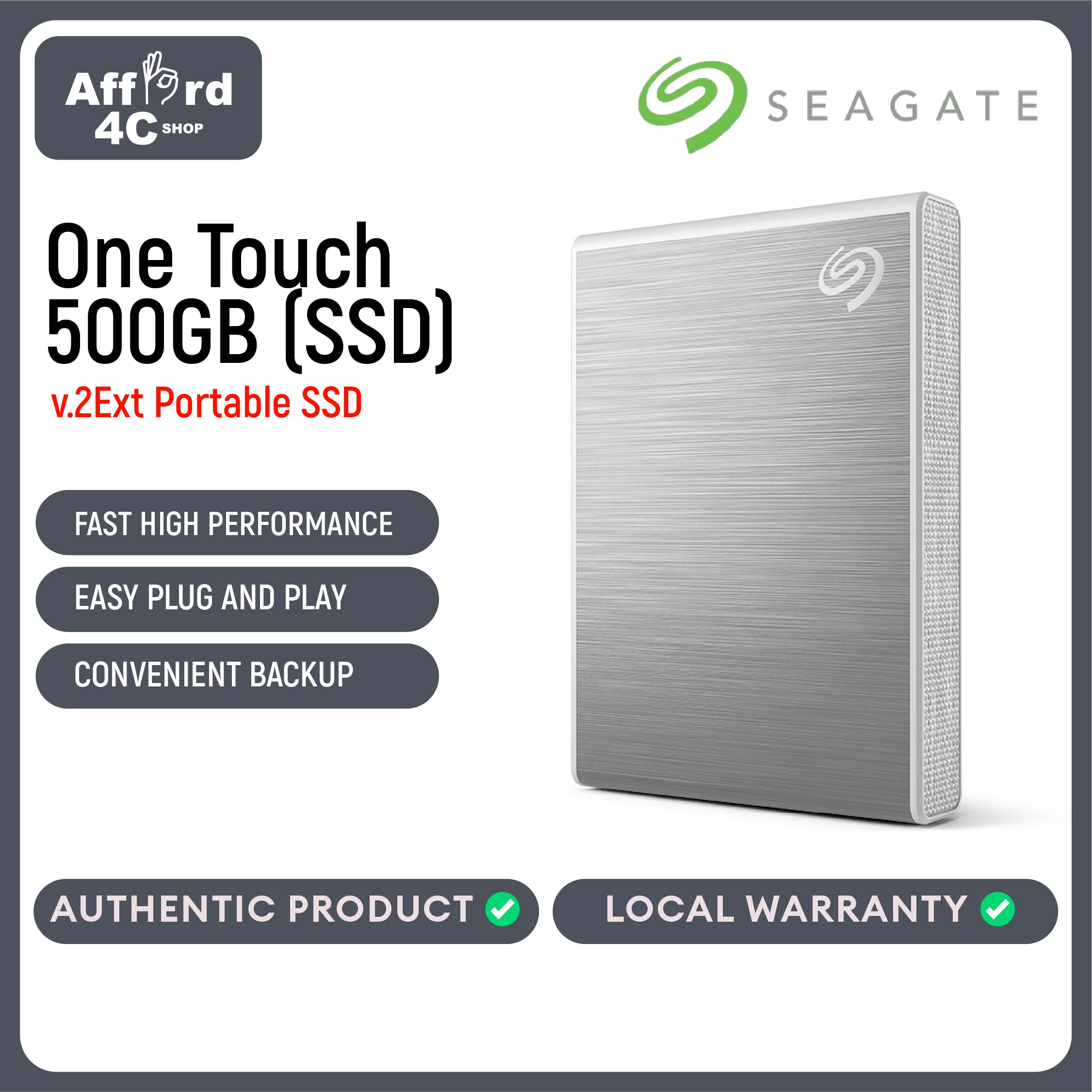 Seagate One Touch SSD v.2Ext 500GB Black - Silver - Blue