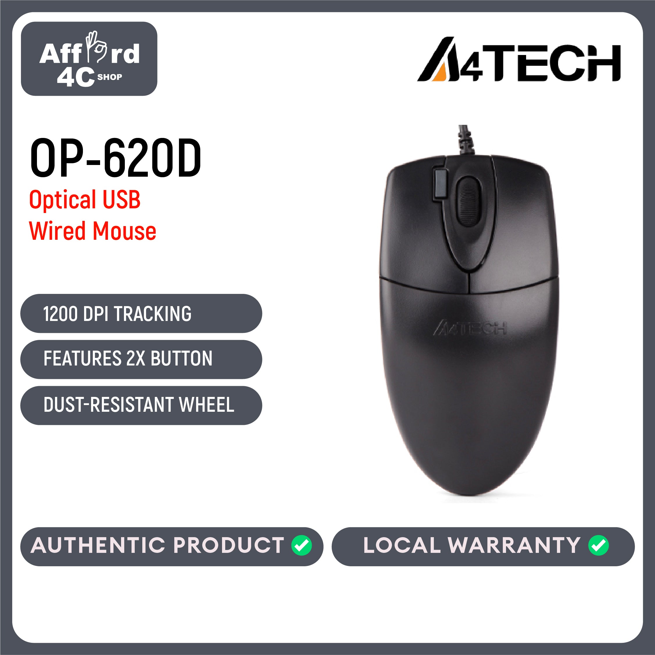 A4Tech OP-620D Wired USB Mouse