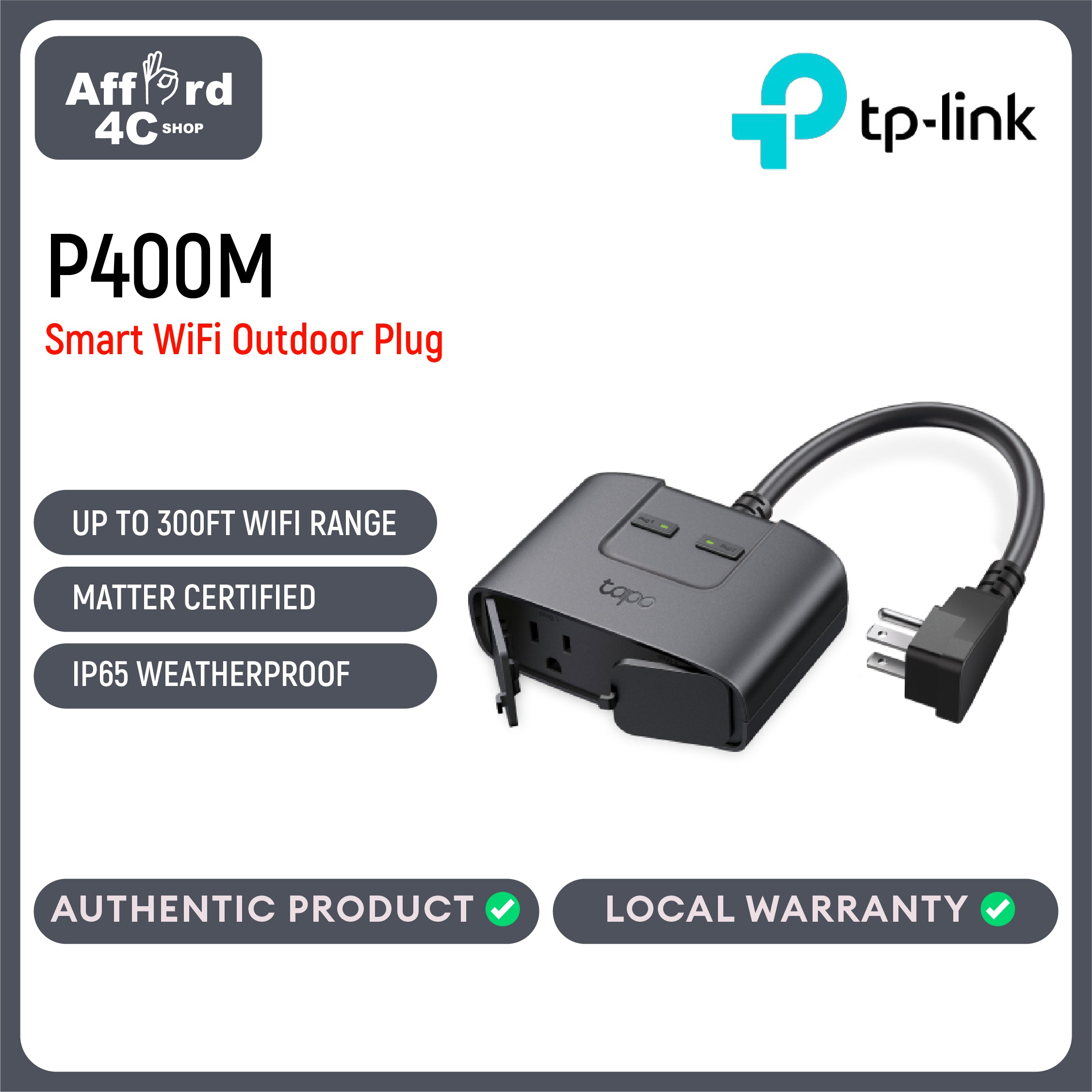 TP-Link Tapo P400M Smart WiFi Outdoor Plug