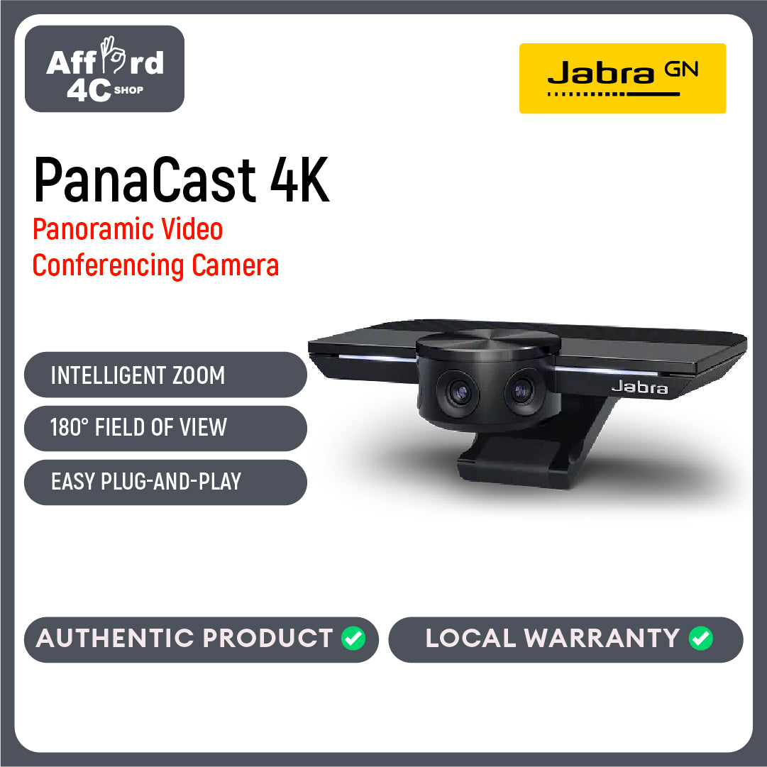 Jabra PanaCast Panoramic 4K Video Conferencing Camera With Built-In Mic