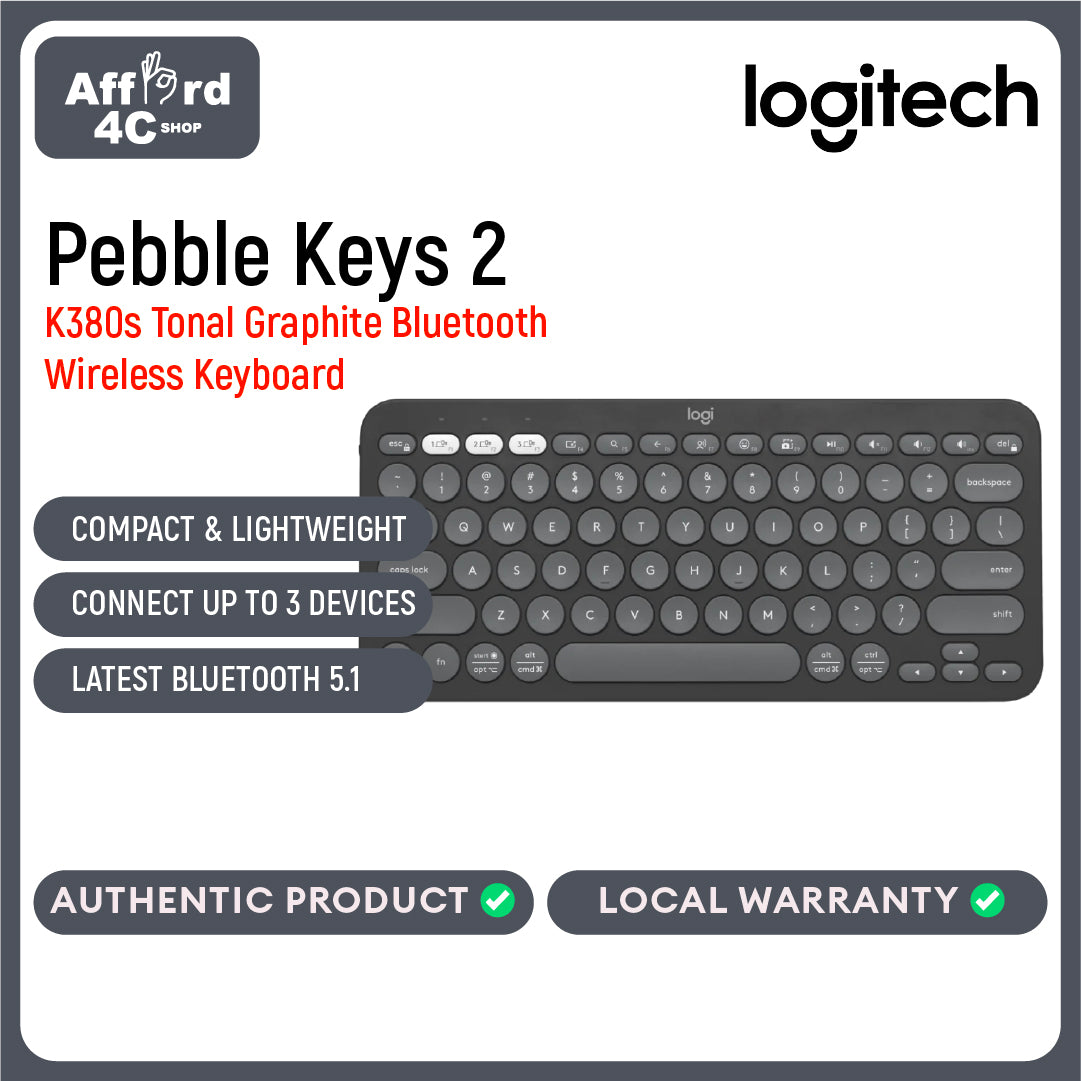Logitech K380S Pebble Keys2 Bluetooth Keyboard