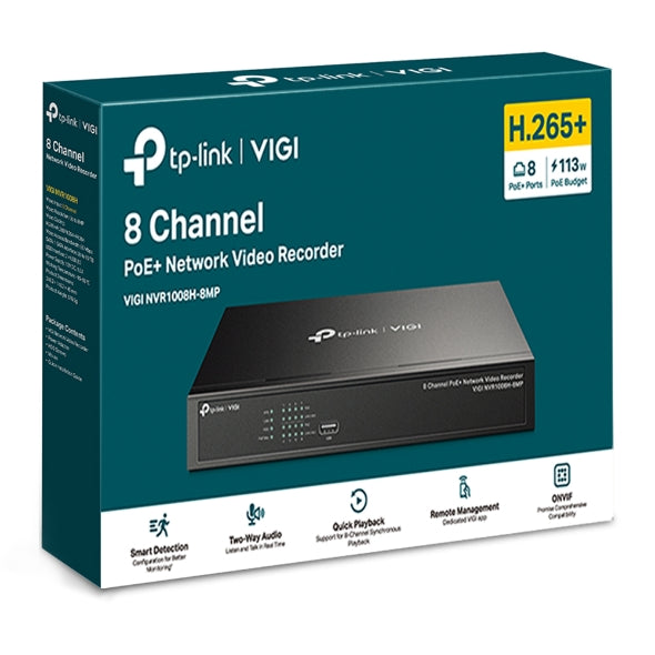 TP-Link VIGI NVR1008H-8MP 8 Channel PoE+ Network Video Recorder