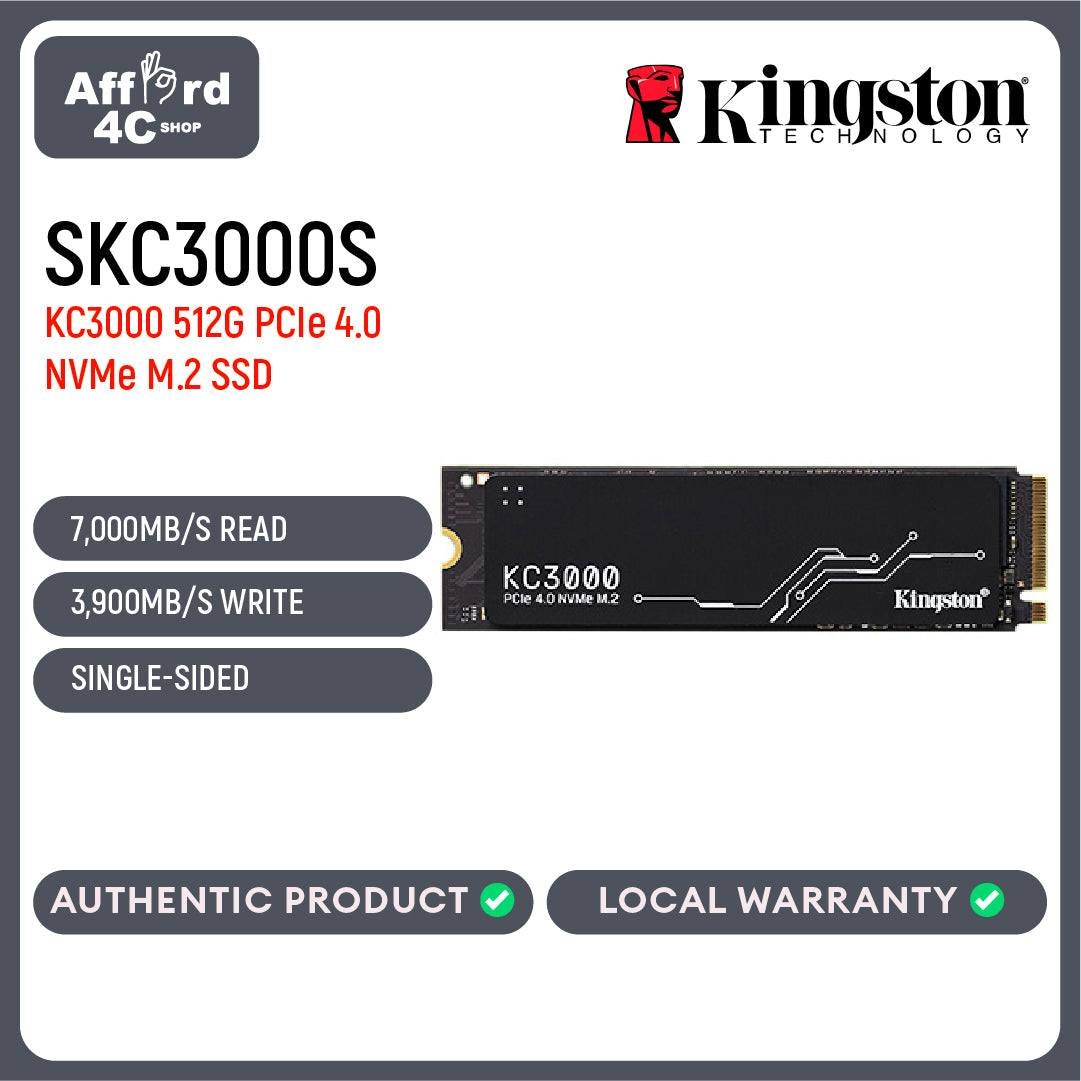 Kingston KC3000 512GB/1024GB/2048GB/4096GB PCIe 4.0 NVMe M.2 Internal SSD Solid State Drive Desktop and Laptop PCs