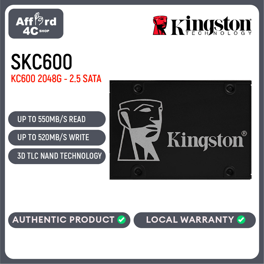 Kingston KC600 256GB/512GB/1TB/2TB SSD SATA3 2.5" Internal SSD Solid State Drive