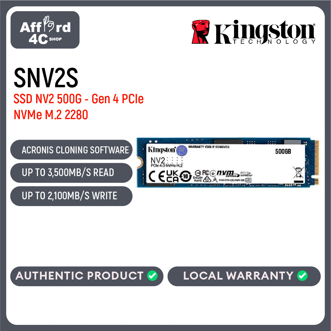 Kingston NV2 250GB/500GB/1TB/2TB/4TB PCIe 4.0 NVMe M.2 Internal Desktop and Laptop PCs SSD Solid State Drive