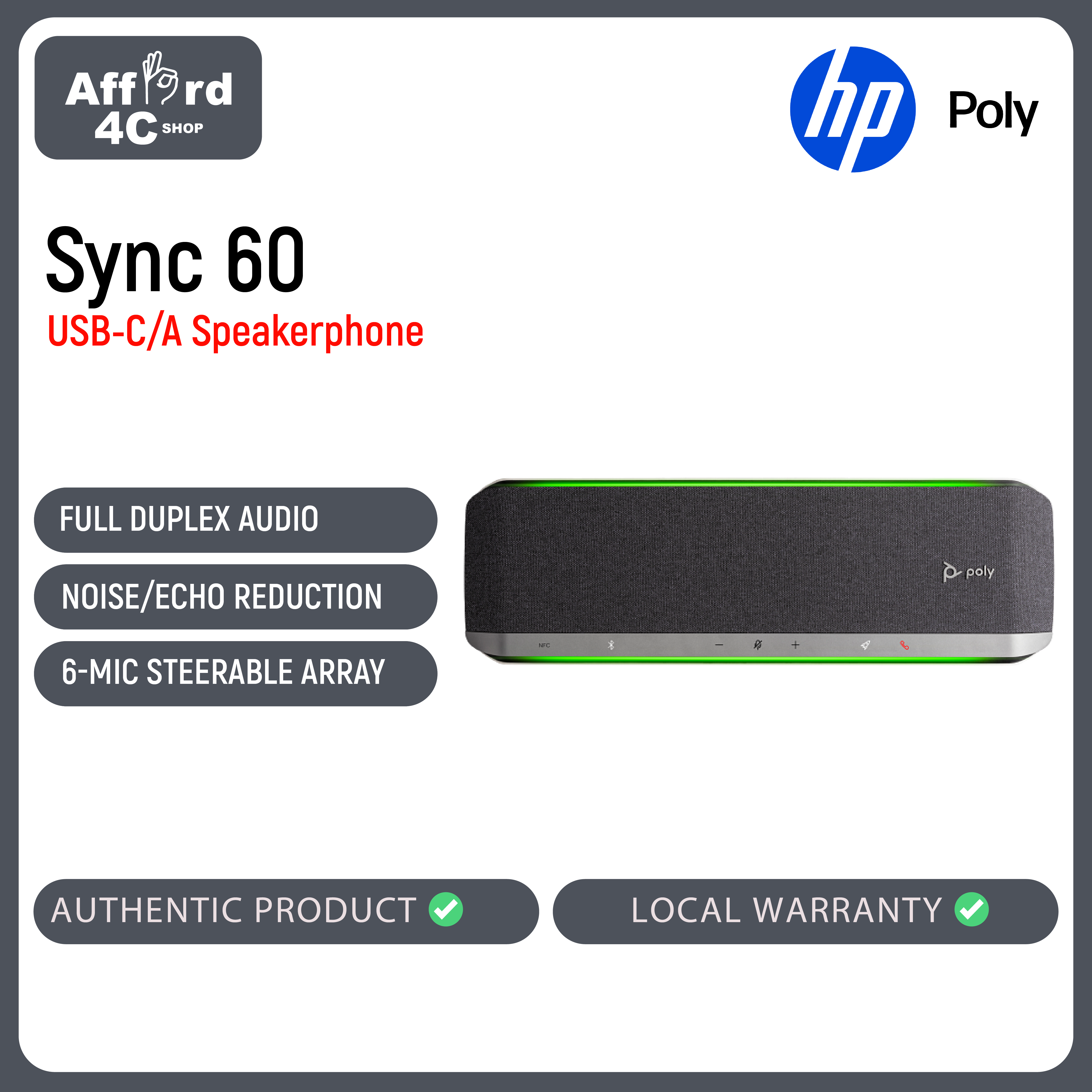 HP Poly Sync 60 Microsoft Teams Certified Speakerphone