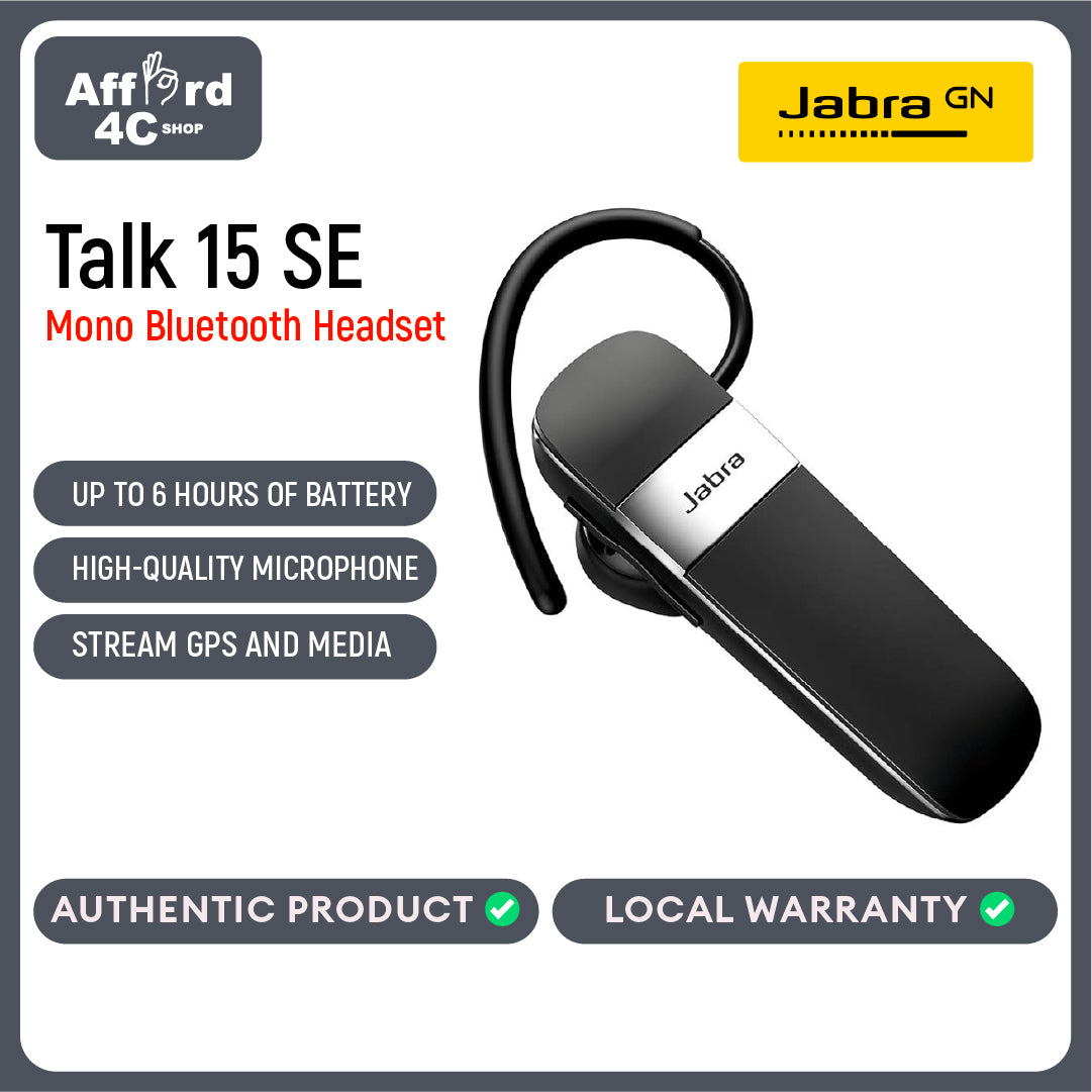 Jabra Talk 15 SE Bluetooth Headset for Calls and Music