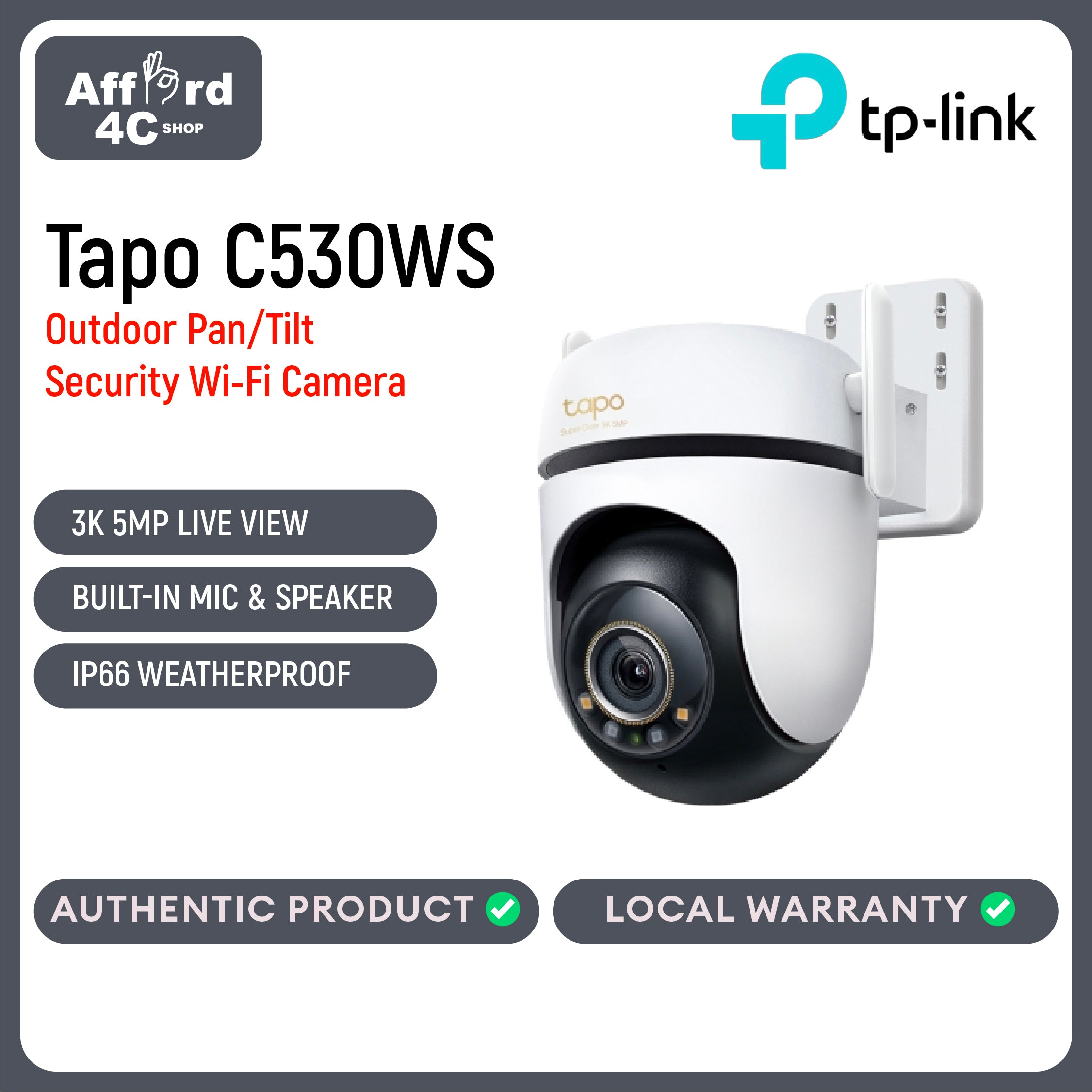Tapo C530WS Outdoor Pan/Tilt Security Wi-Fi Camera