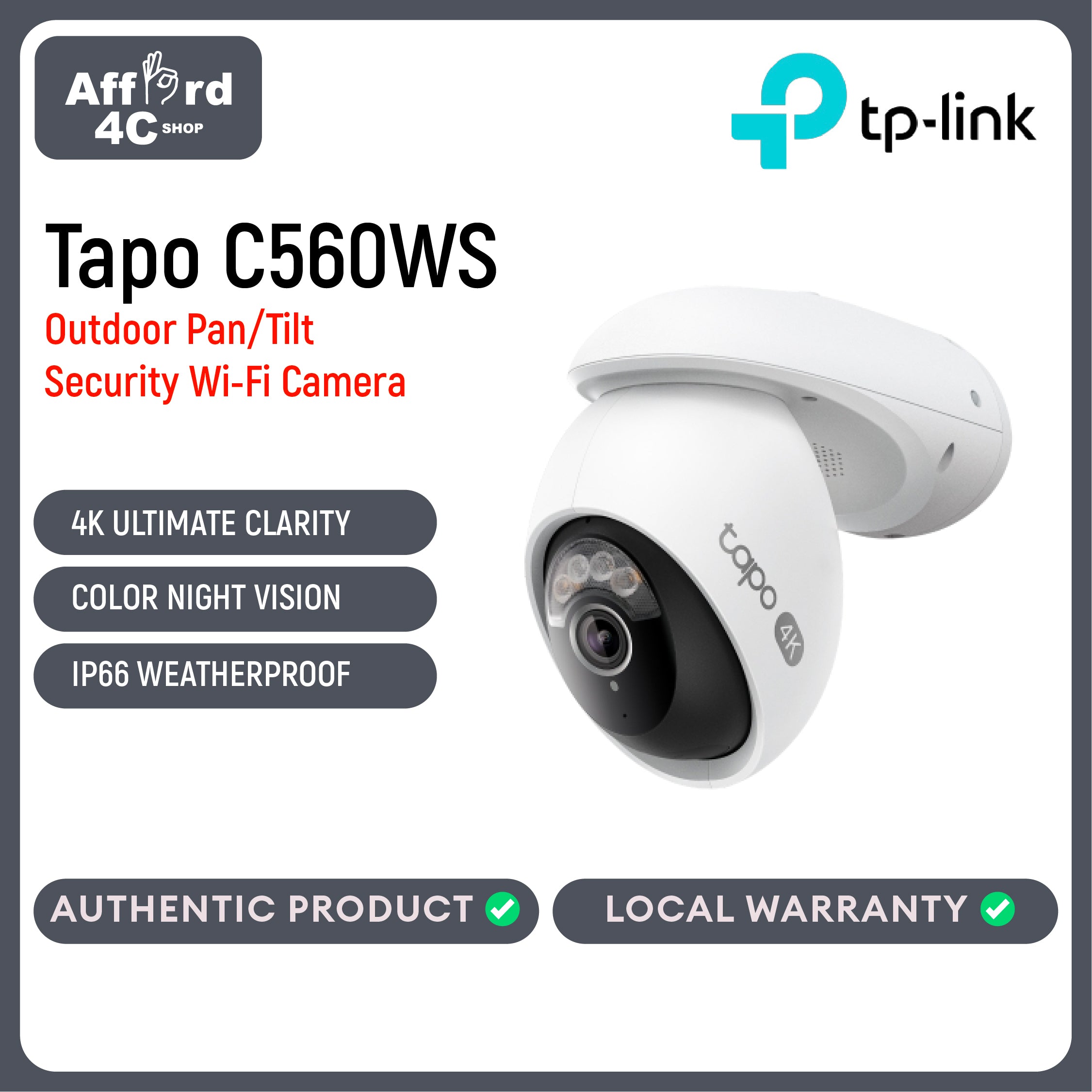 TP-Link Tapo C560WS Outdoor Pan/Tilt Security Wi-Fi Camera