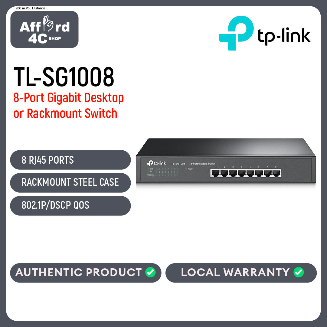 TP-Link TL-SG1008 8-Port Gigabit Desktop/Rackmount Switch