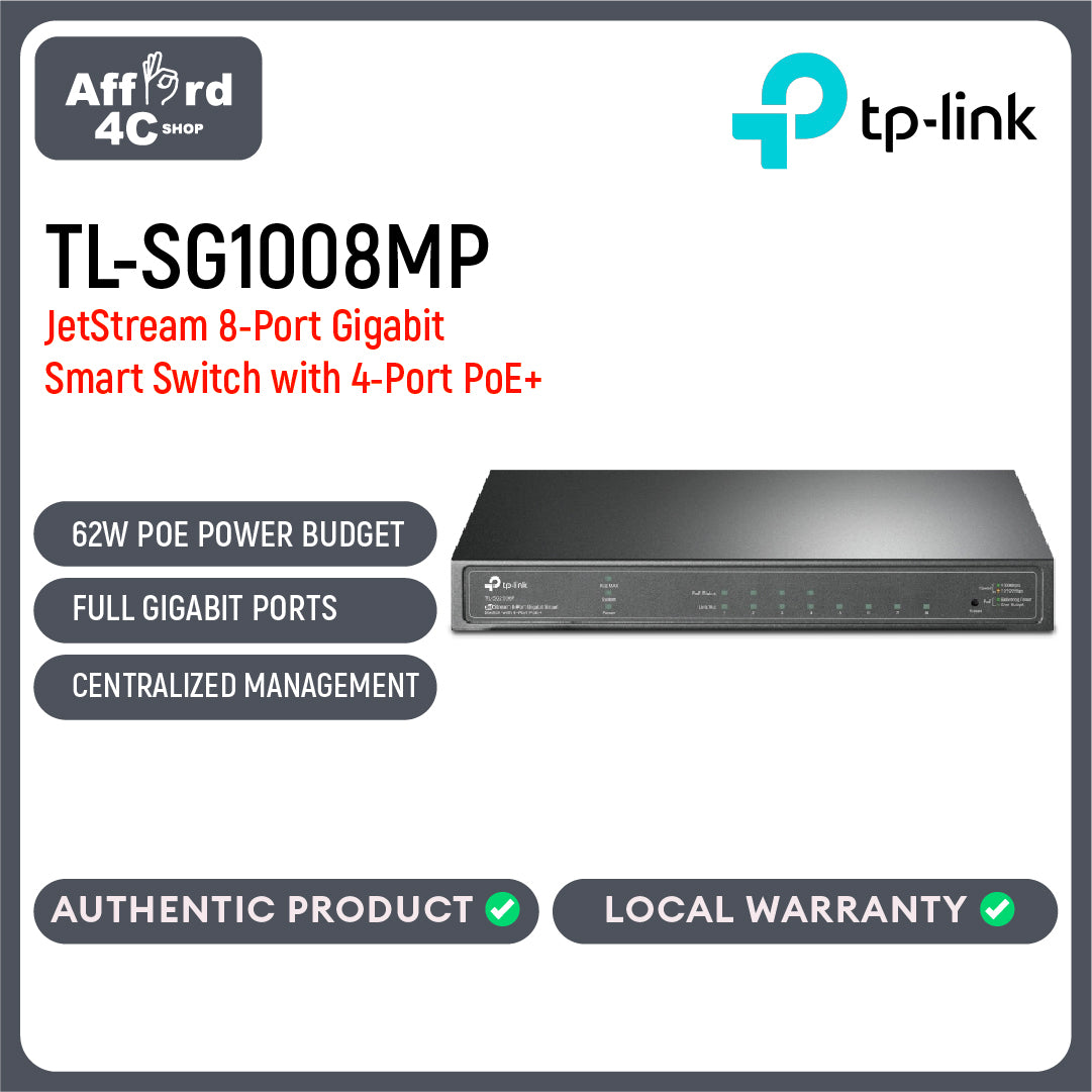 TP-Link TL-SG1008MP 8-Port Gigabit Desktop/Rackmount Switch with 8-Port PoE+