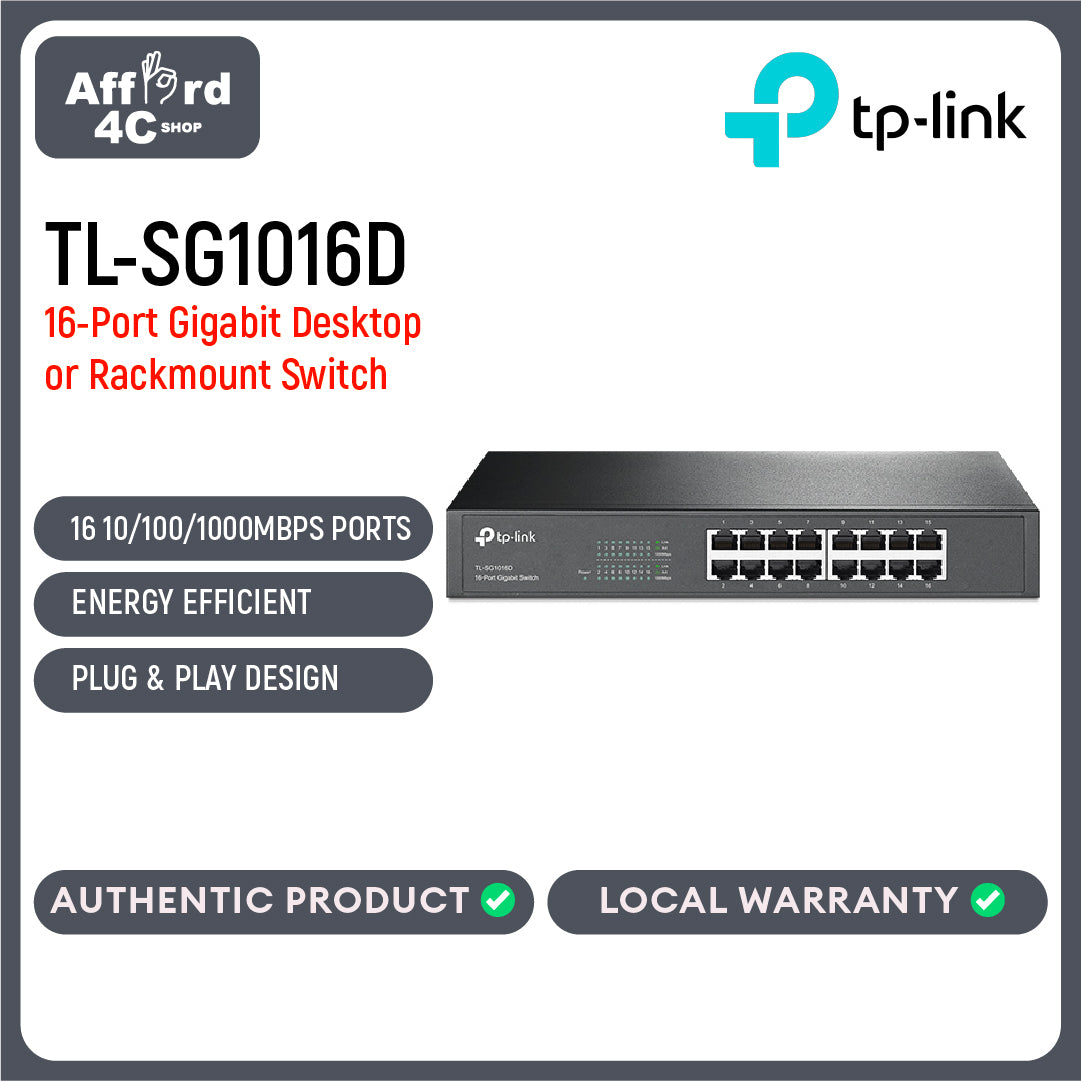 TP-Link TL-SG1016D 16-Port Gigabit Desktop/Rackmount Switch