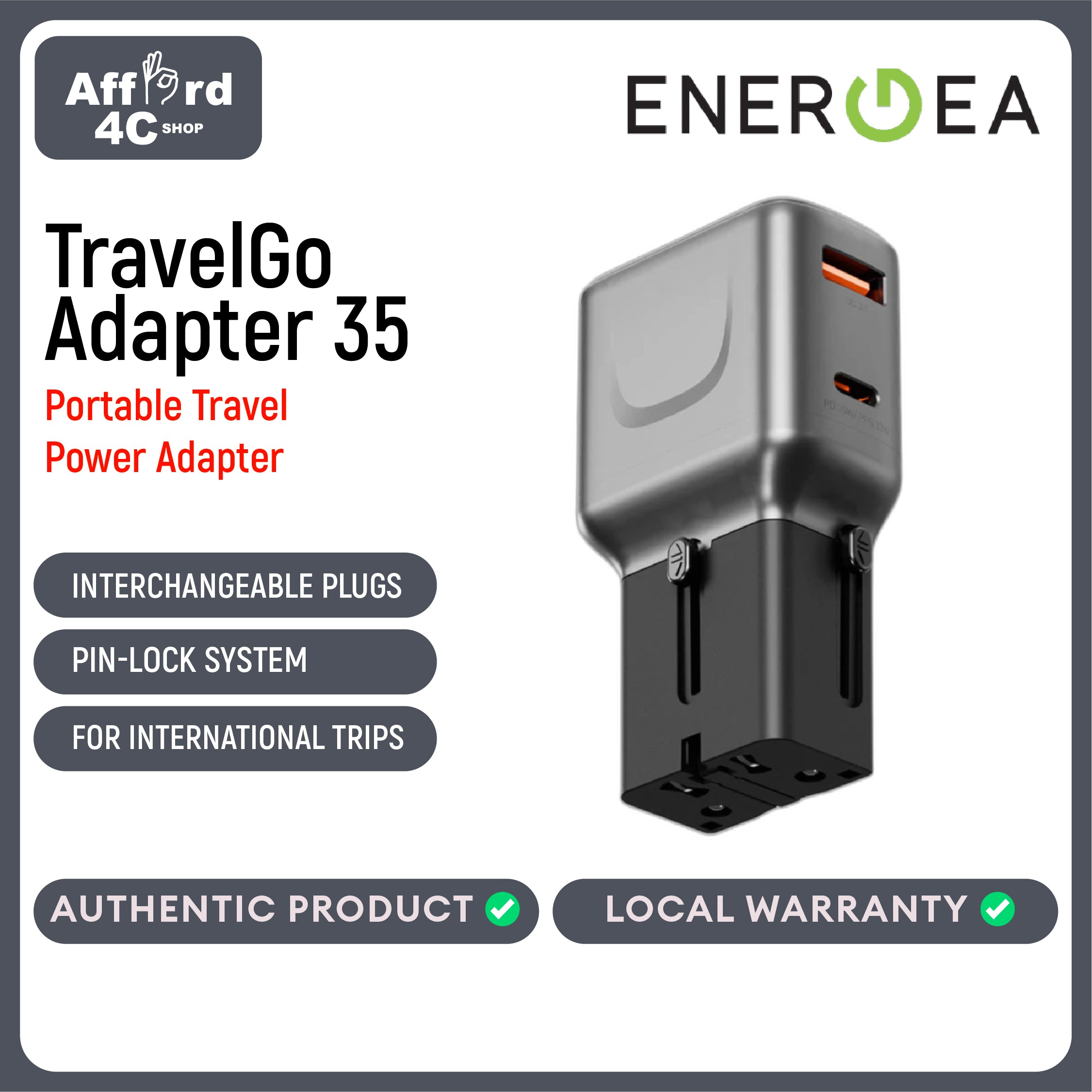 Energea TravelGo Adapter 35, 1A1C 35W