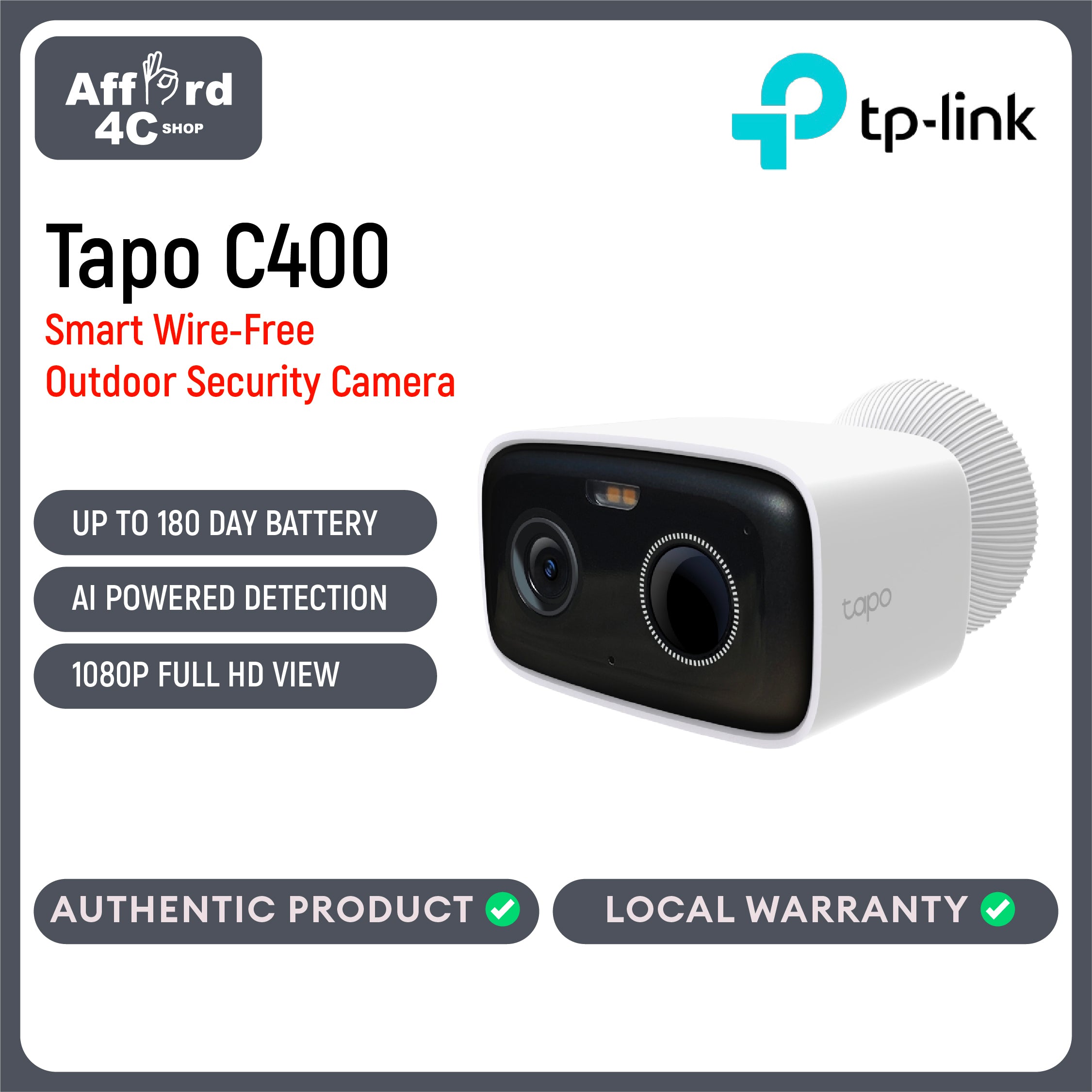 TP-Link Tapo C400 Smart Wire-Free Outdoor Security Camera
