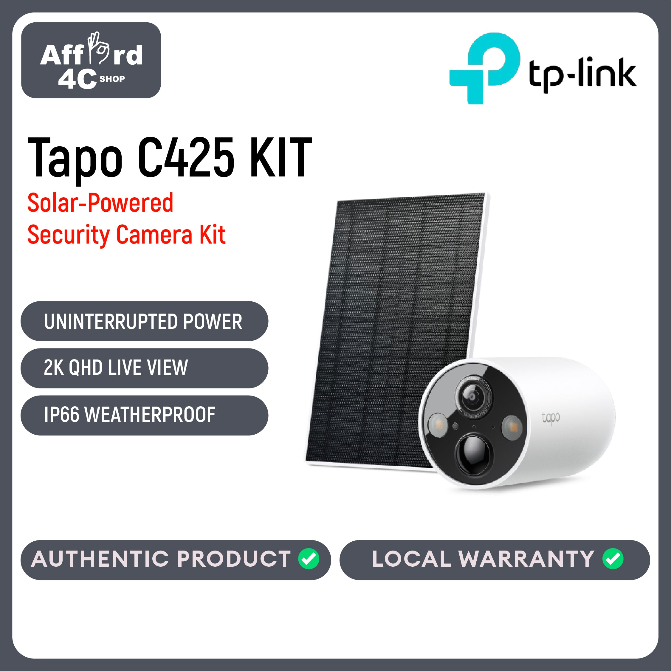 TP-Link Tapo C425 KIT Solar-Powered Security Camera Kit