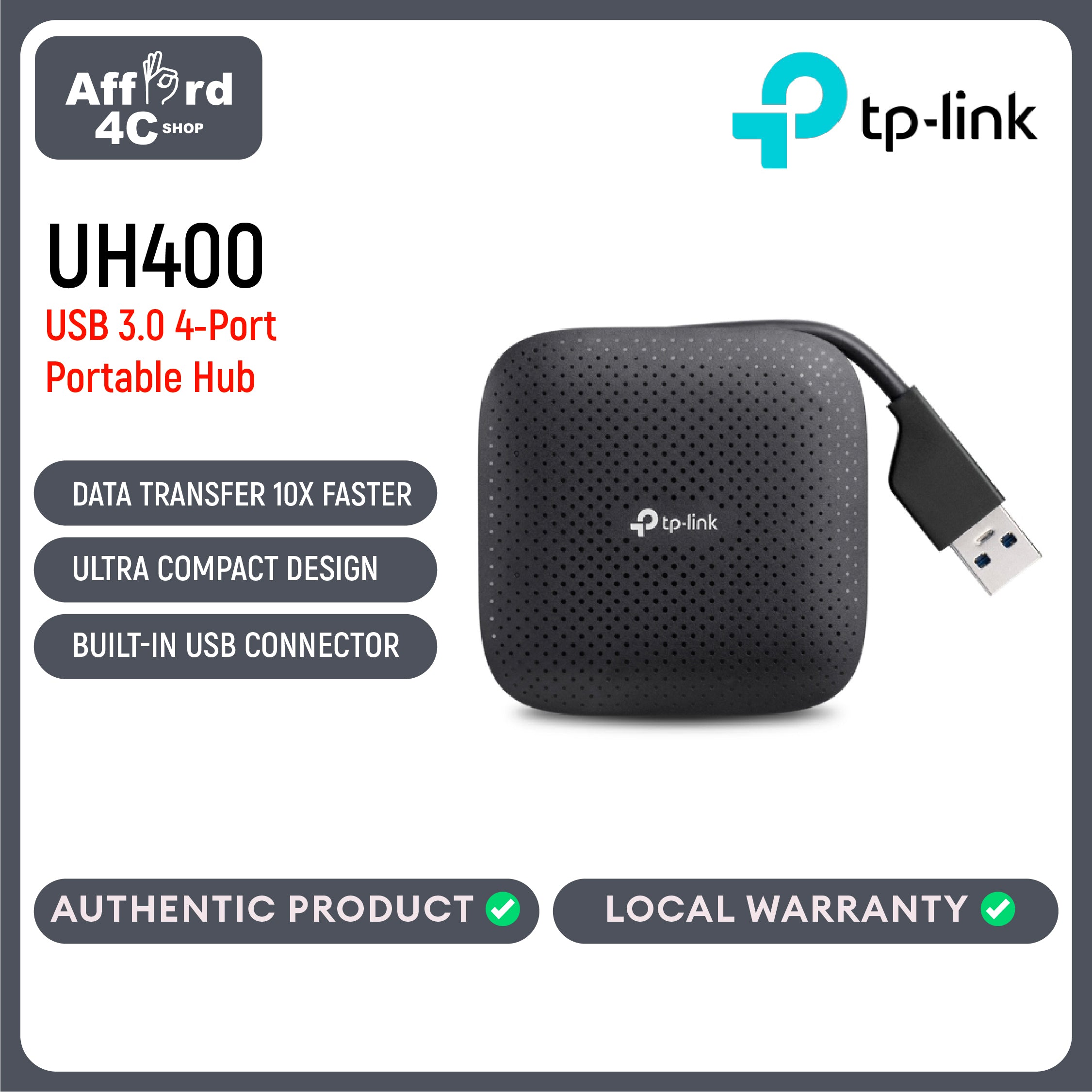 TP Link UH400 USB 3.0 4-Port Portable Hub