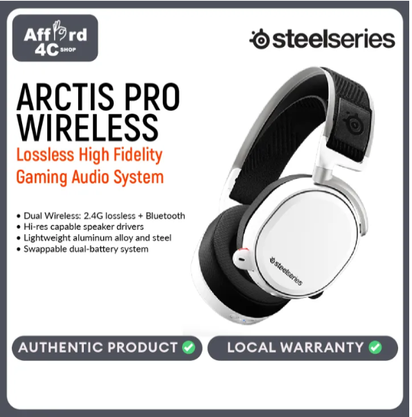 SteelSeries Arctis Pro + GameDAC Gaming Headset - Hi-Res Audio System for PS4 and PC - White
