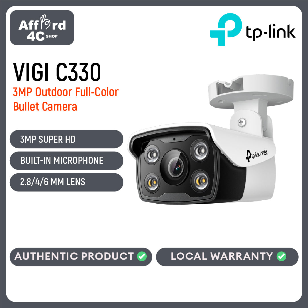 TP-Link VIGI C330 3MP Outdoor Full-Color Bullet Network Camera