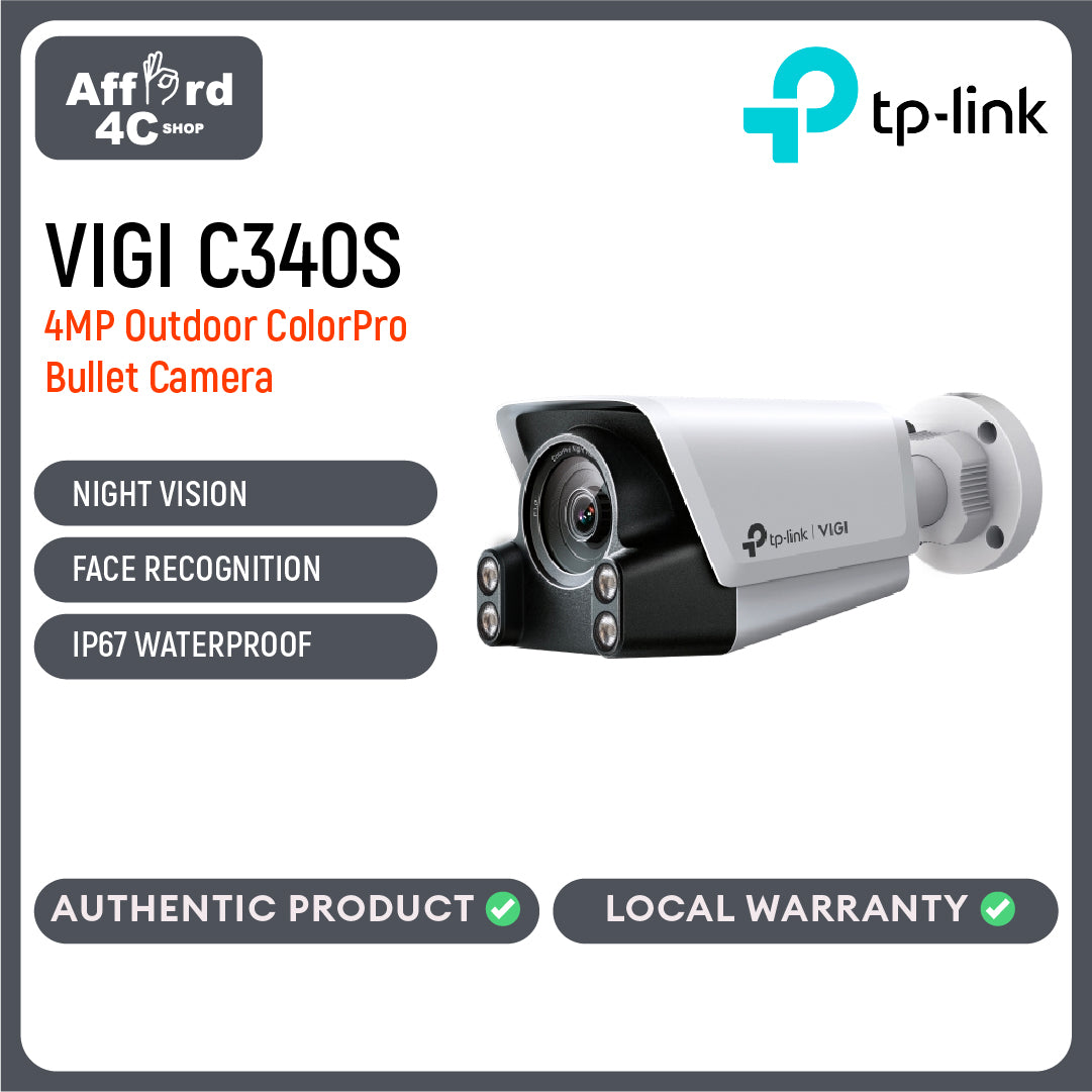 TP-Link VIGI C340S 4MP Outdoor ColorPro Night Vision Bullet Network Camera