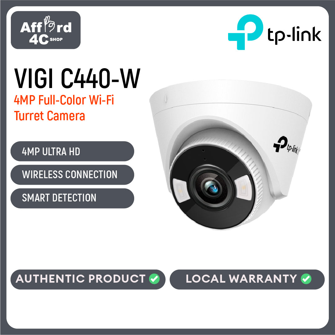 TP-Link VIGI C440-W 4MP Full-Color Wi-Fi Turret Network Camera