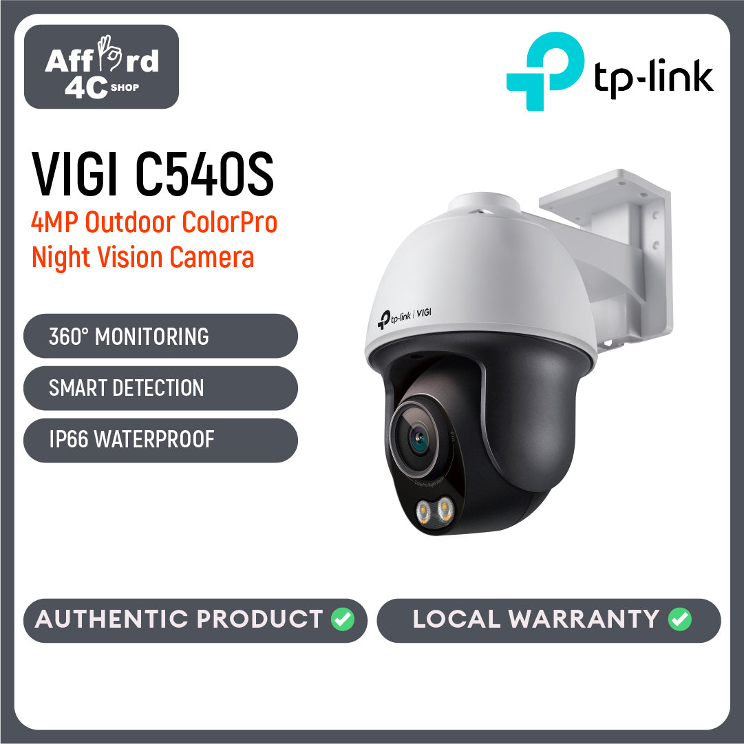 TP-Link VIGI C540S VIGI 4MP Outdoor ColorPro Night Vision Pan Tilt Network Camera