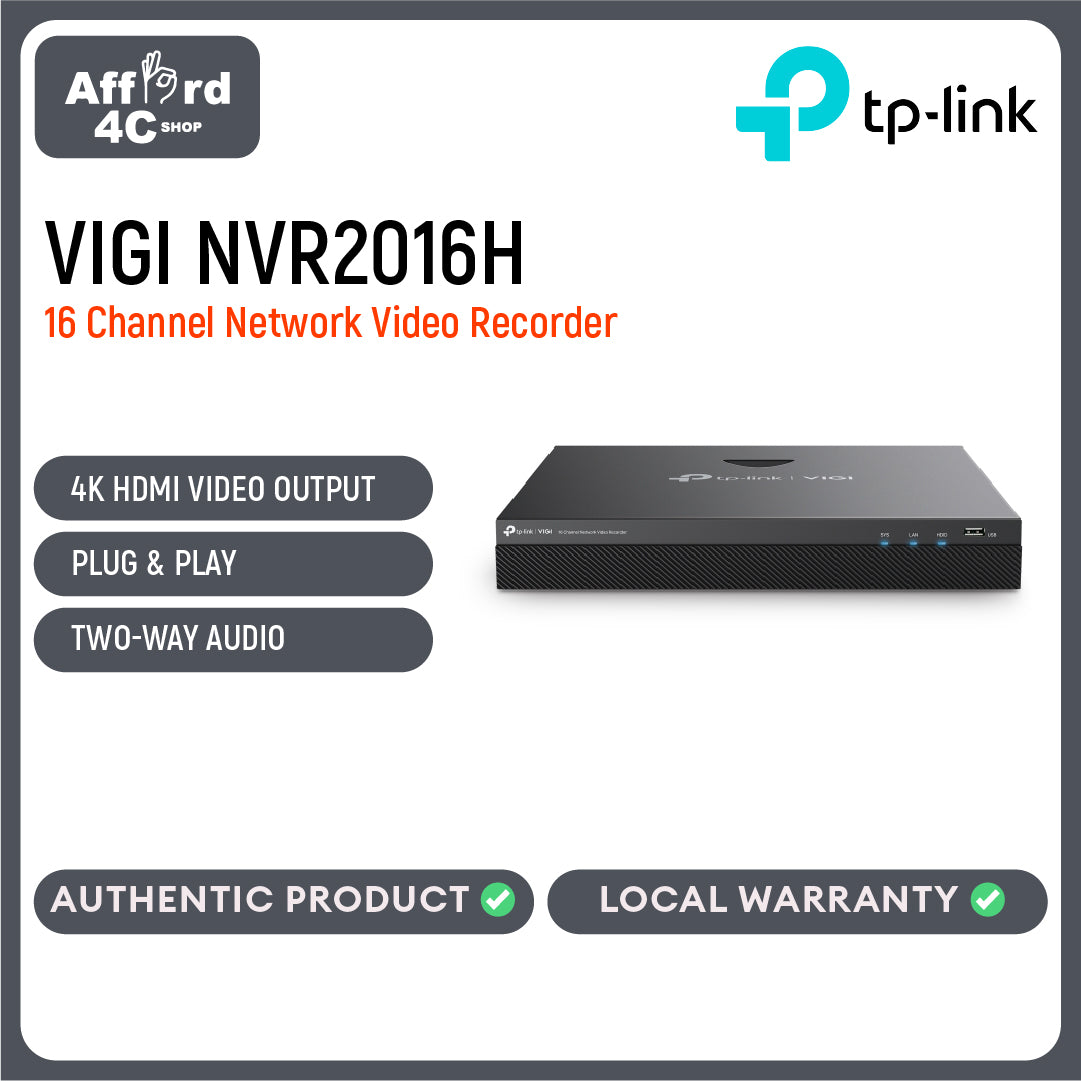 TP-Link VIGI NVR2016H 16 Channel Network Video Recorder