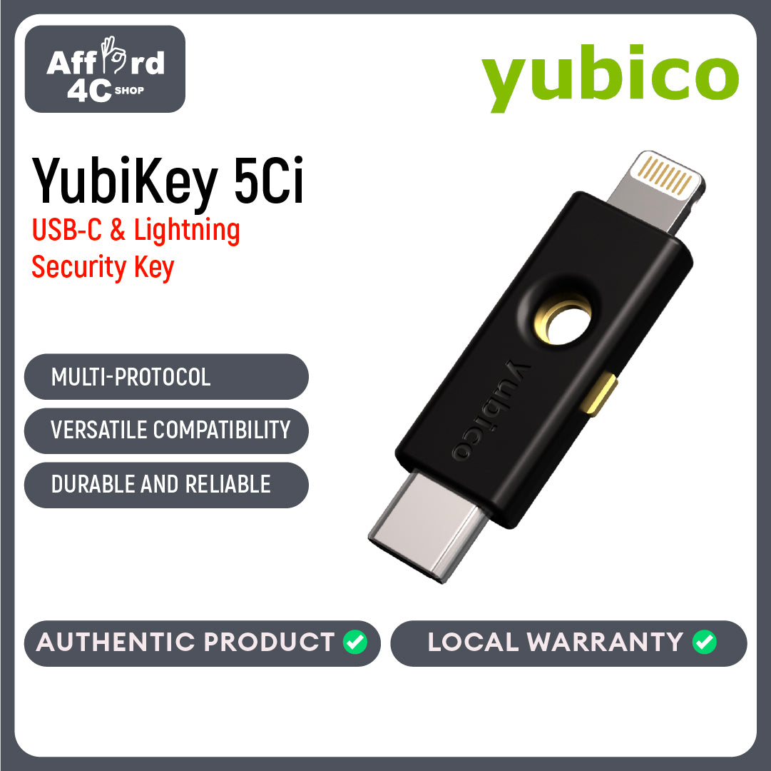 Yubico - YubiKey 5Ci - Two-Factor authentication Security Key for Android/PC/iPhone, Dual connectors for Lighting/USB-C - FIDO Certified