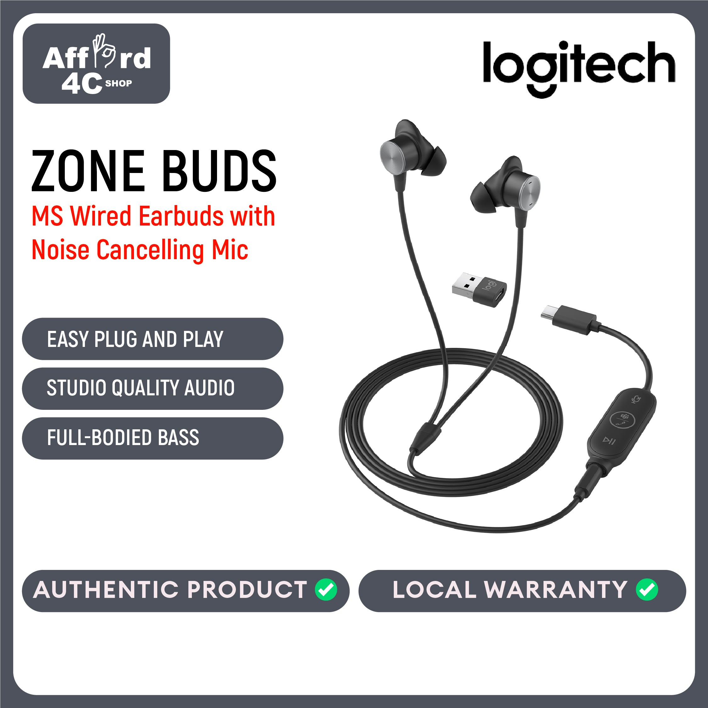 Logitech Zone Wired Earbuds