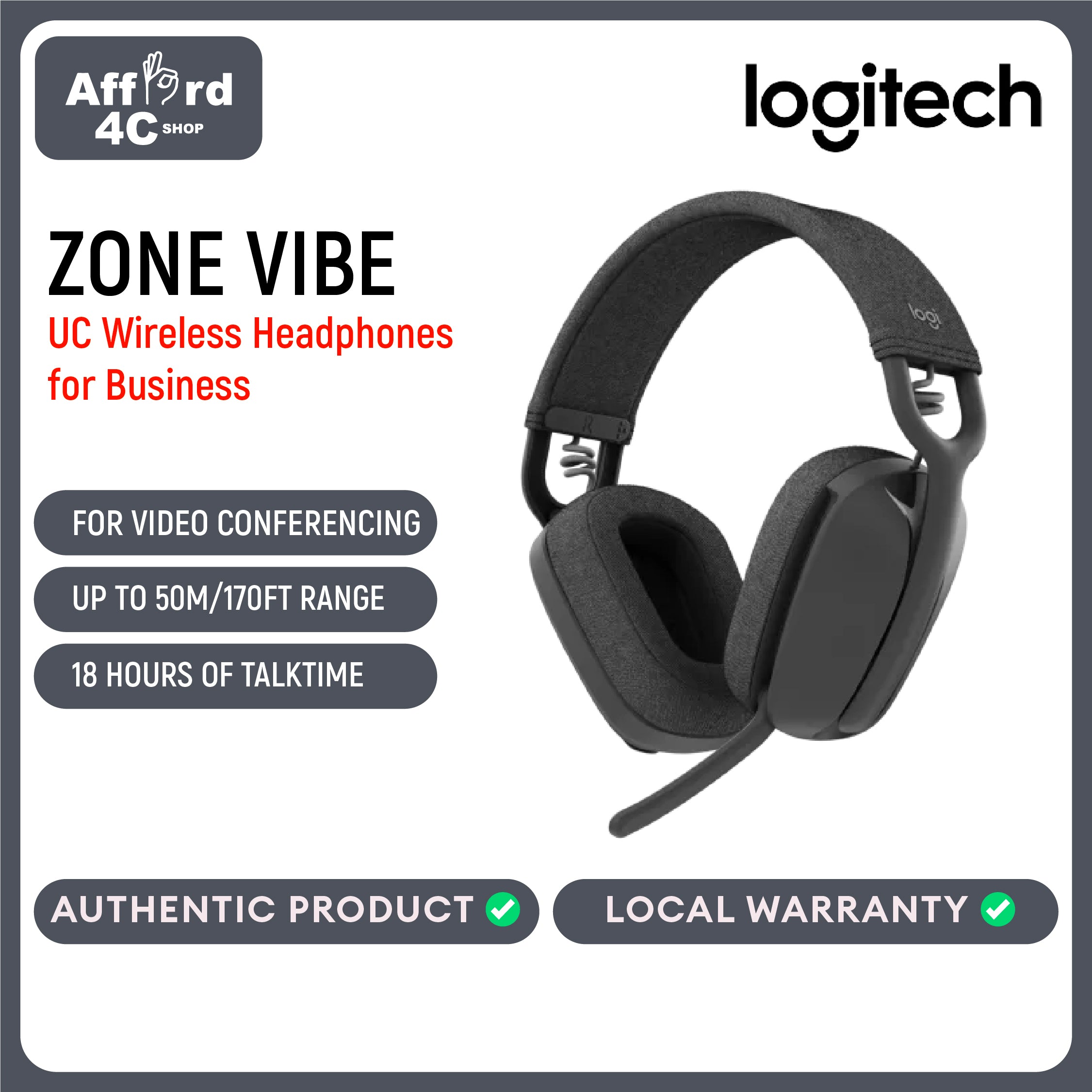 Logitech Zone Vibe Wireless Headphones