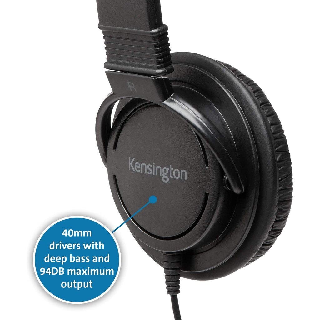 Kensington Hi-Fi Headphones with Microphone (K97603WW), Black, Universal
