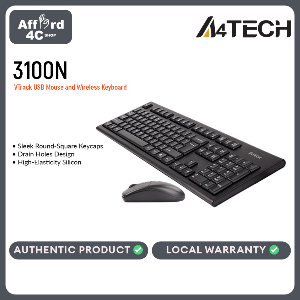 A4Tech 2.4G VTrack USB Mouse and Wireless Keyboard (3100N)