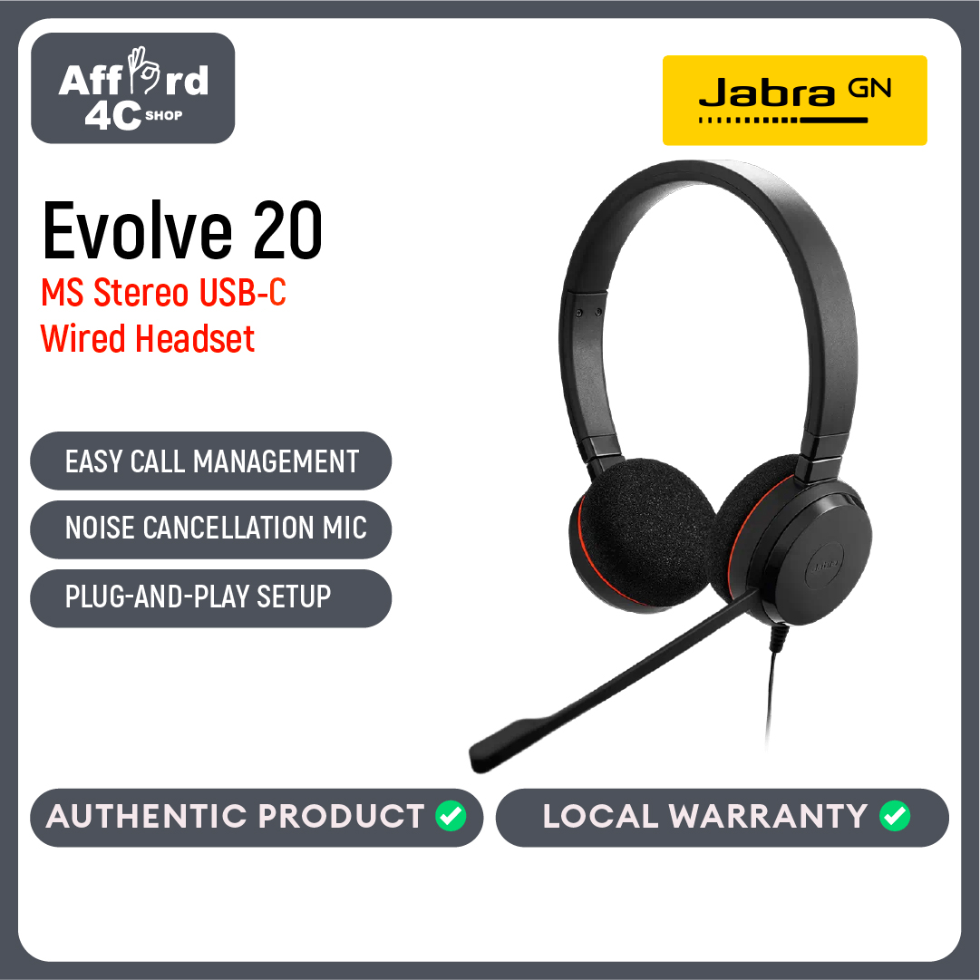 Jabra Evolve 20 MS Stereo USB-C  Headset