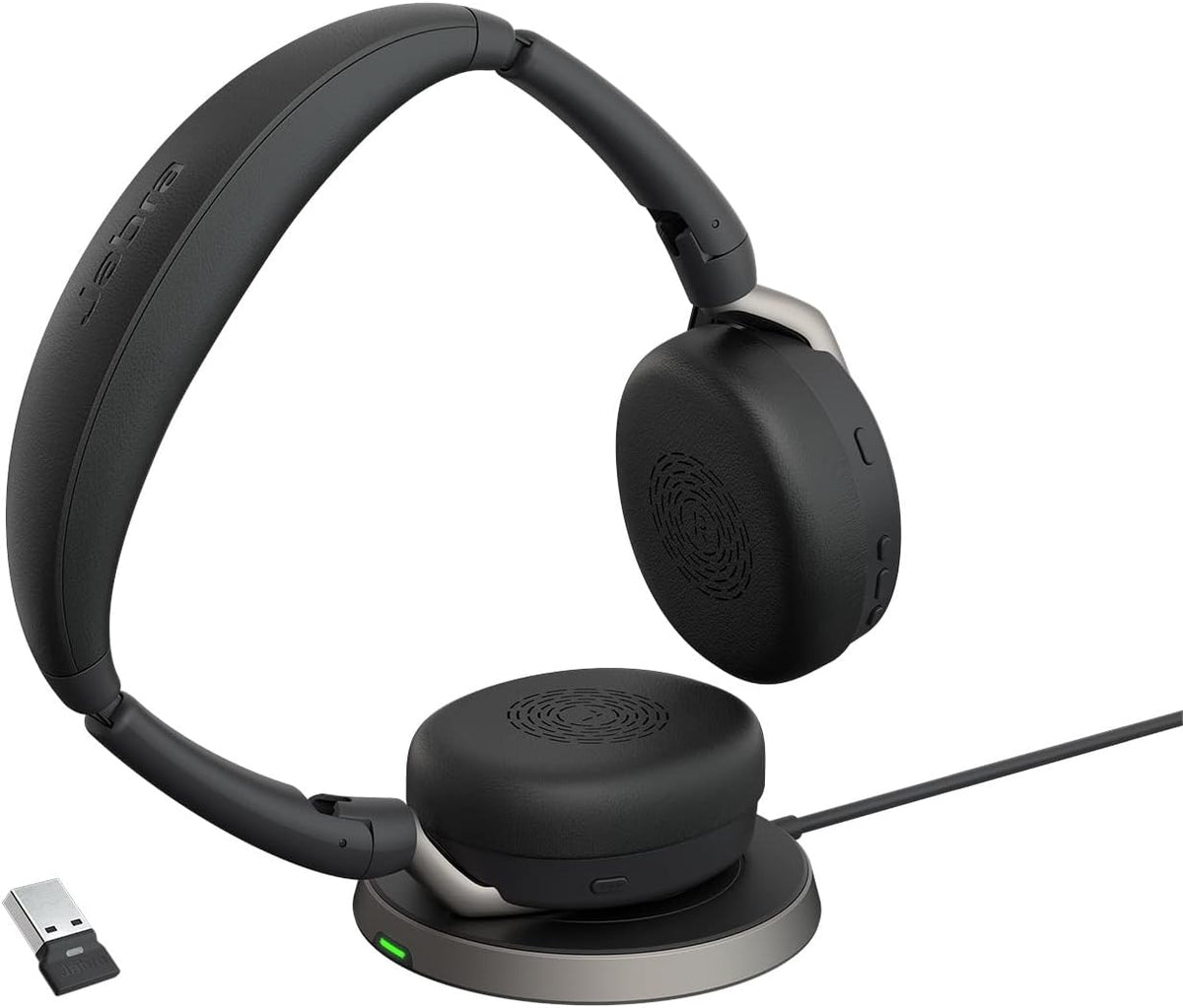 Jabra Evolve2 65 Flex Wireless Headset USB-A With Wireless Charger - Bluetooth Headphones , Noise-Cancelling ClearVoice Technology & Hybrid ANC