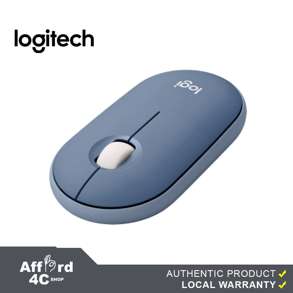 Logitech Pebble M350 Wireless Mouse with Bluetooth or USB - Silent, Slim Computer Mouse with Quiet Click for iPad, Laptop, Notebook, PC and Mac