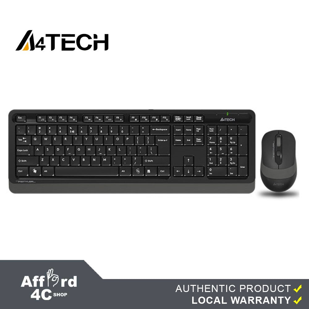 A4tech FG1010 Fstyler 2.4G Power-Saving Wireless Keyboard and Mouse Combo Set - Grey