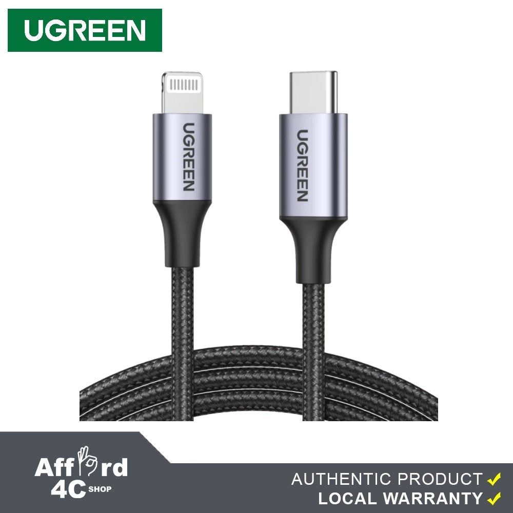 UGREEN USB C to Lightning Cable- 1 Meter MFi Certified PD Fast Charging Lightning Nylon Braided Cord Compatible with iPhone 14/14 Pro, iPhone 13/13 Pro, iPhone 12/12 Pro, iPhone 11, MacBook, iPad, AirPods Pro