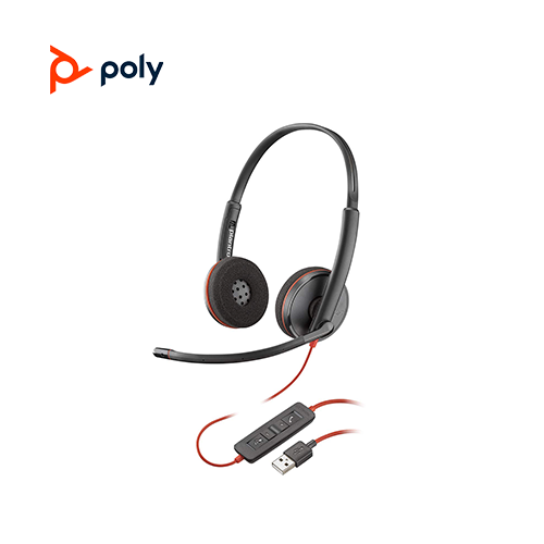 Poly Blackwire 3220 USB-A Corded Headset Binaural with Noise-cancelling Microphone
